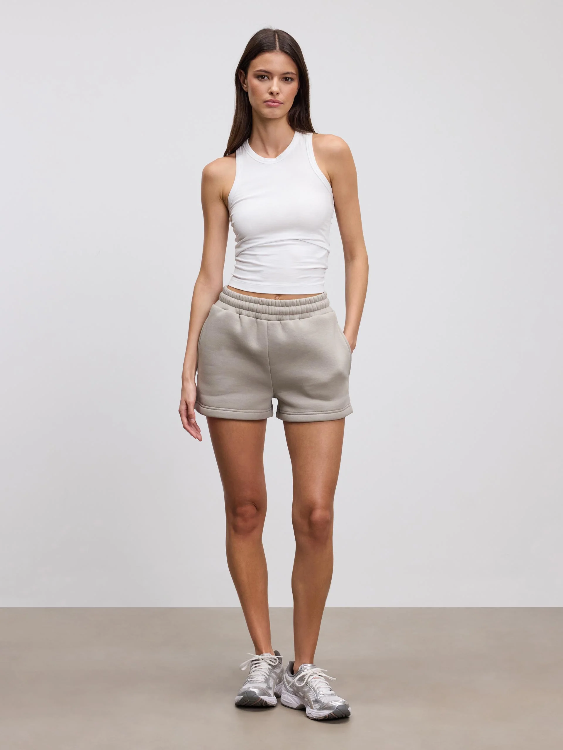 Womens Neoprene Short in Stone - Image 4
