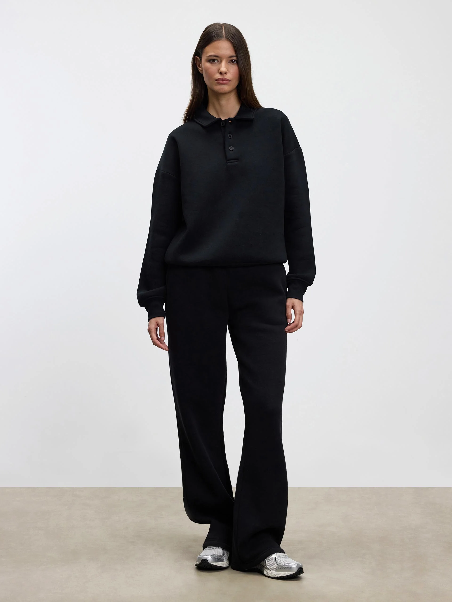 Womens Neoprene Straight Leg Jogger in Black - Image 2