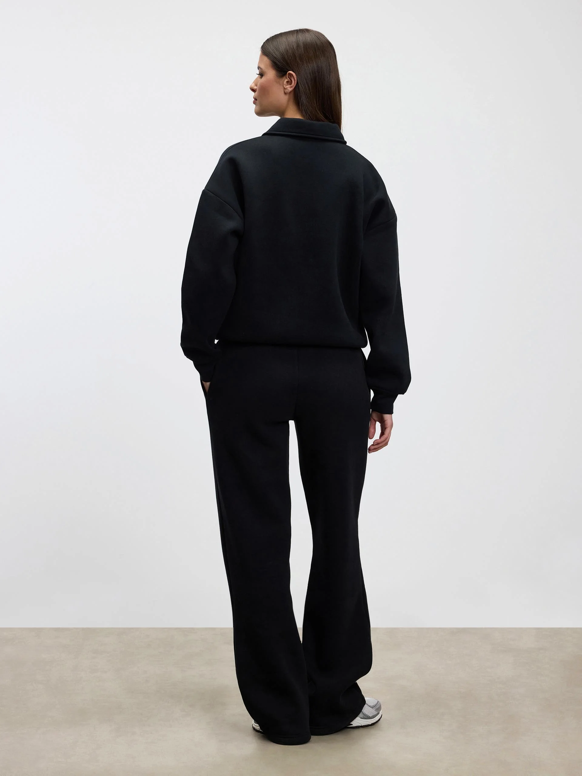 Womens Neoprene Straight Leg Jogger in Black - Image 3