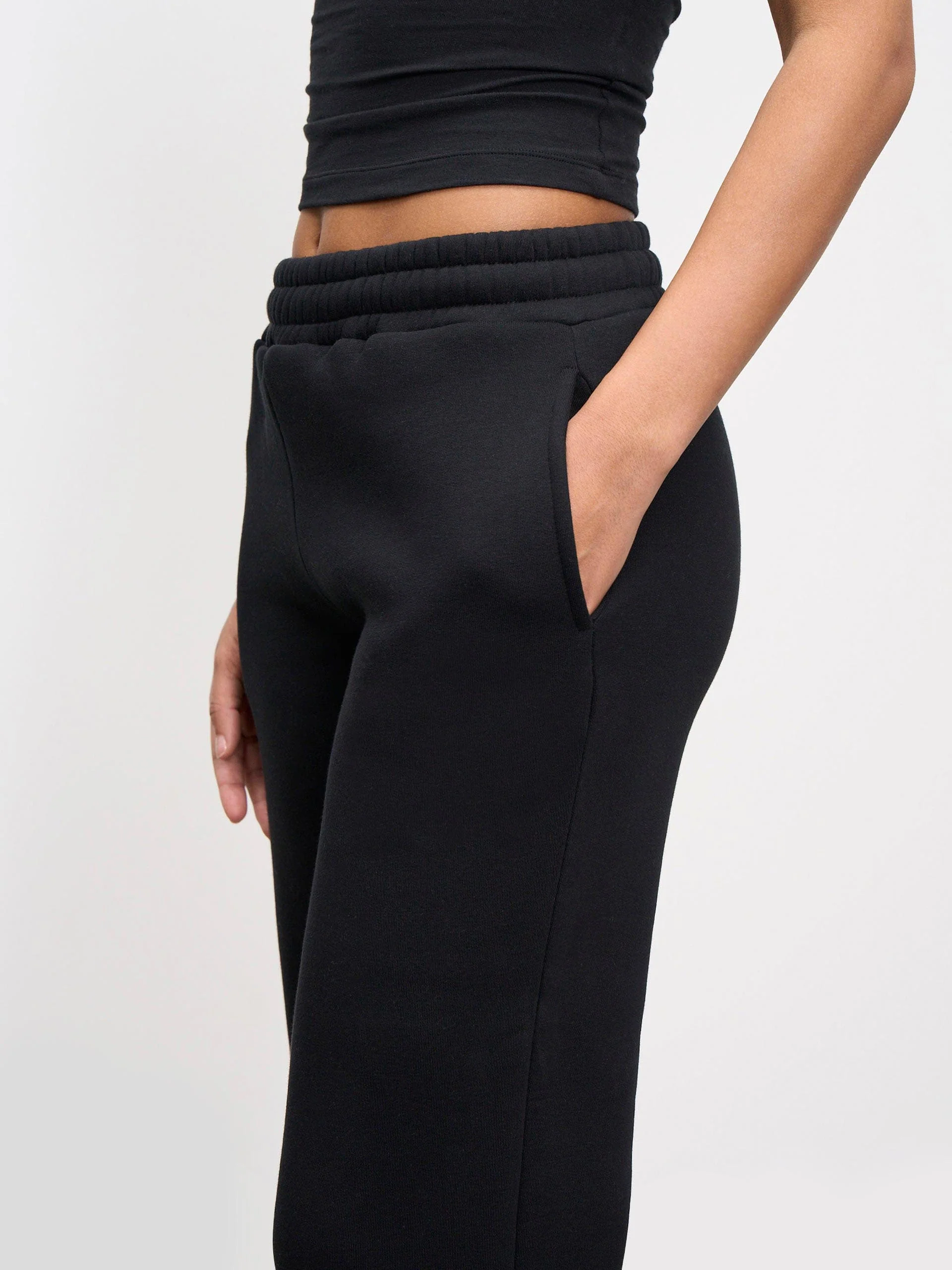 Womens Neoprene Straight Leg Jogger in Black - Image 4