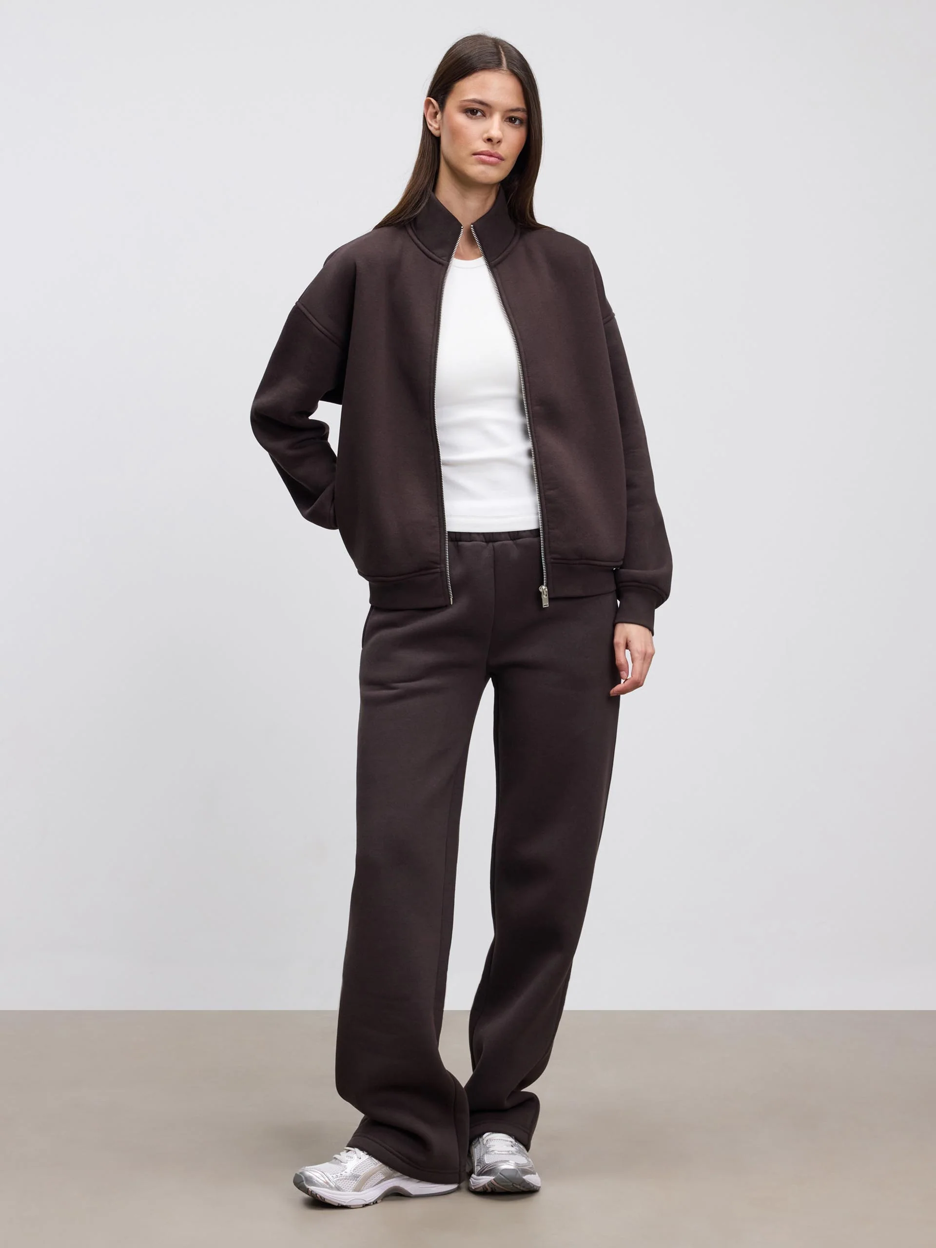 Womens Neoprene Straight Leg Jogger in Brown - Image 3