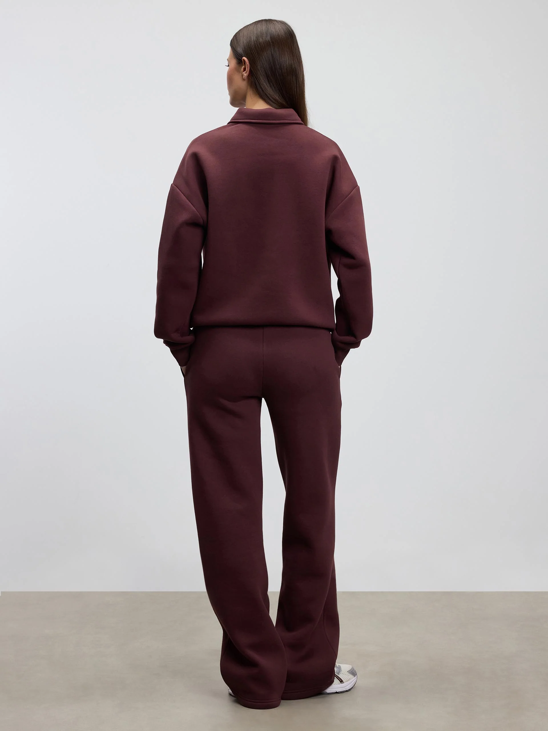 Womens Neoprene Straight Leg Jogger in Burgundy - Image 4