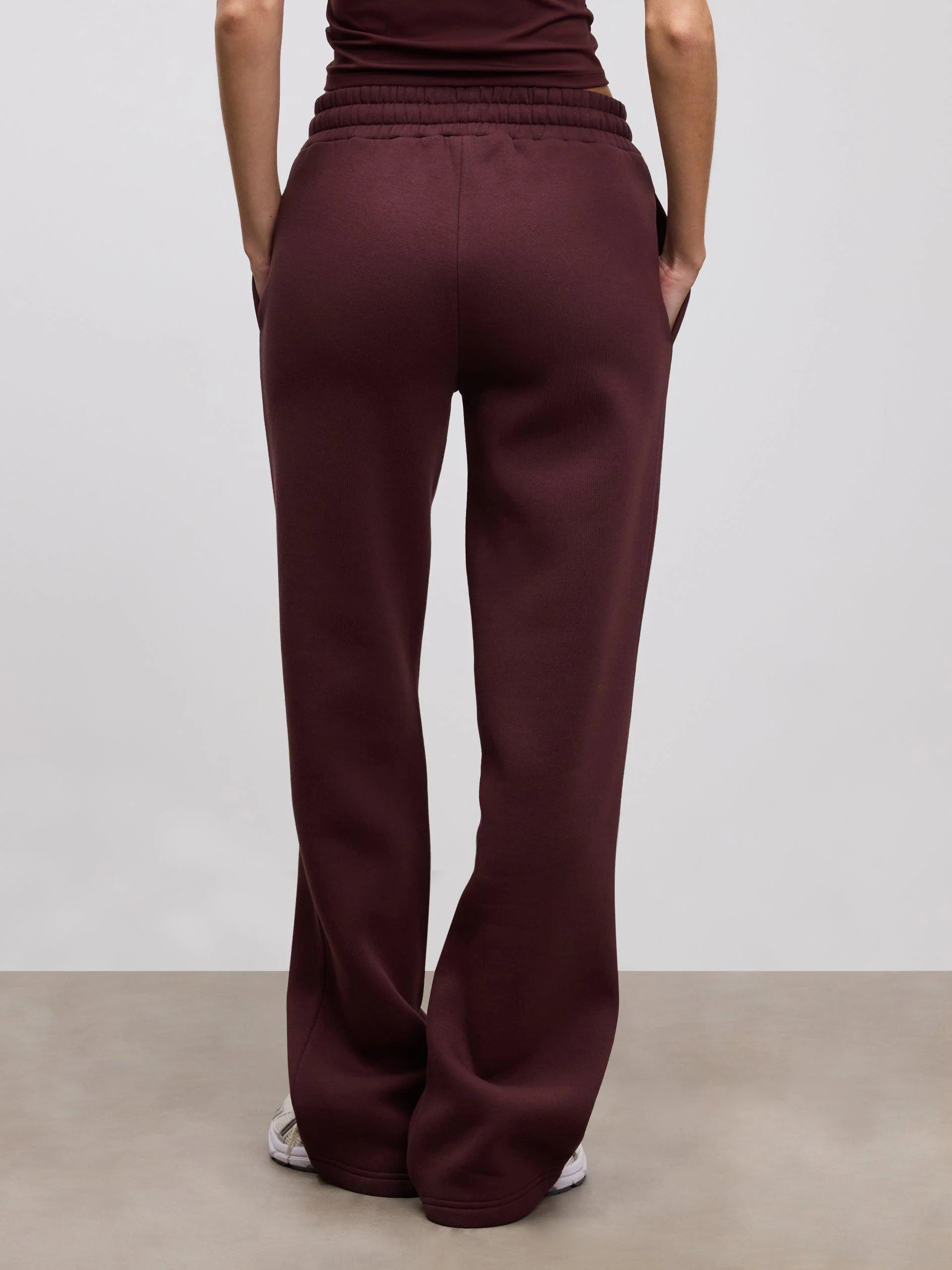 Womens Neoprene Straight Leg Jogger in Burgundy - Image 5