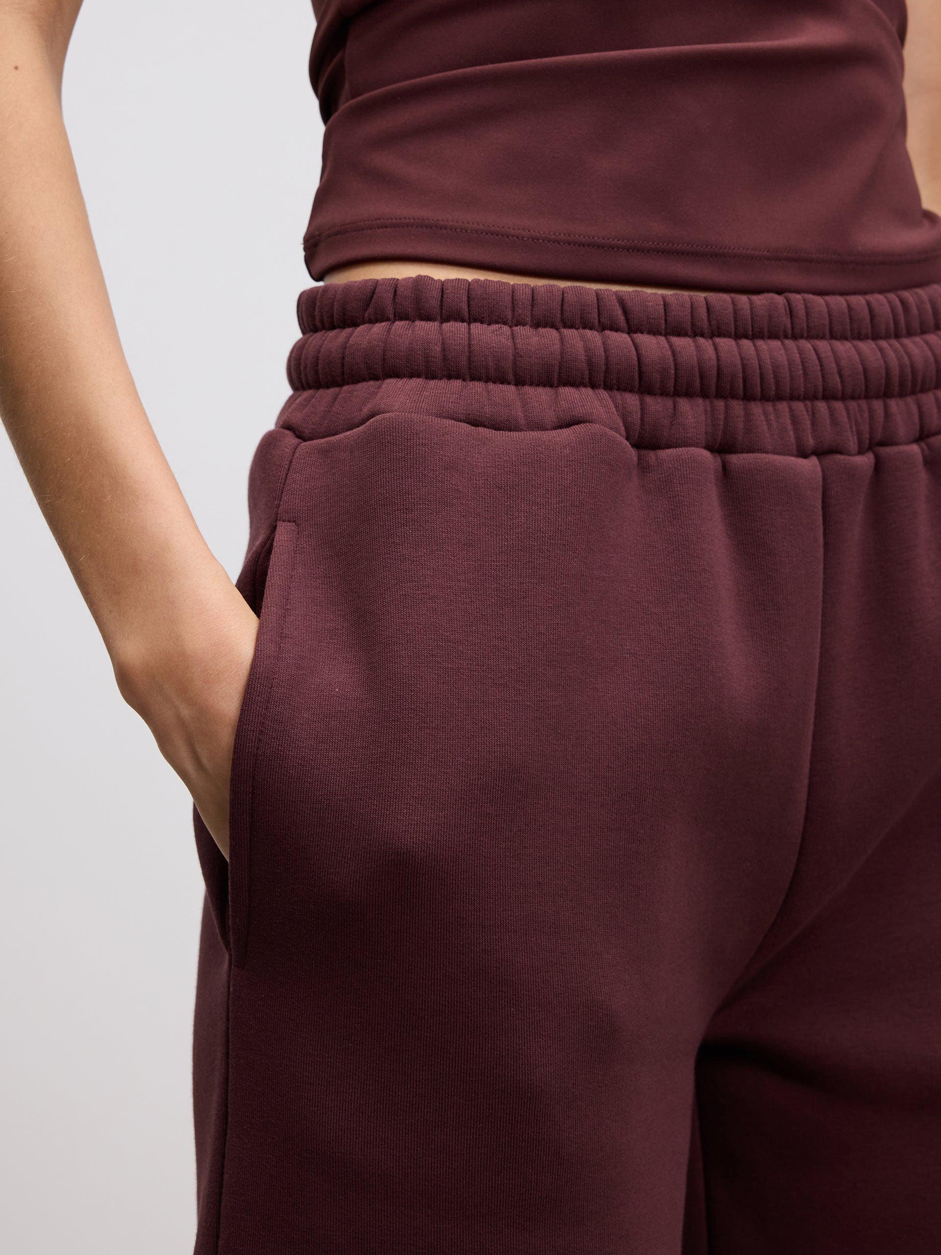 Womens Neoprene Straight Leg Jogger in Burgundy - Image 6