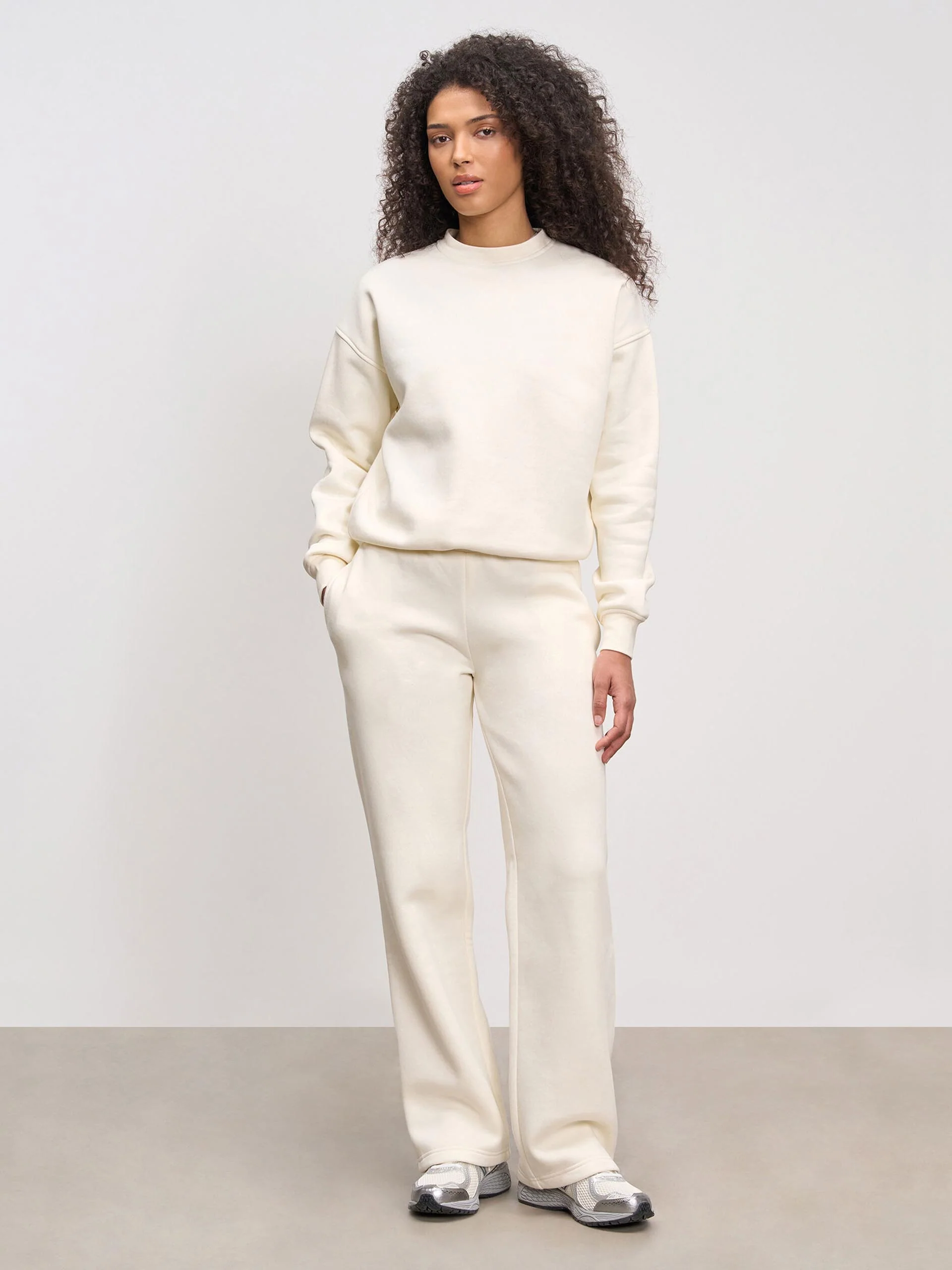 Womens Neoprene Straight Leg Jogger in Ecru - Image 4