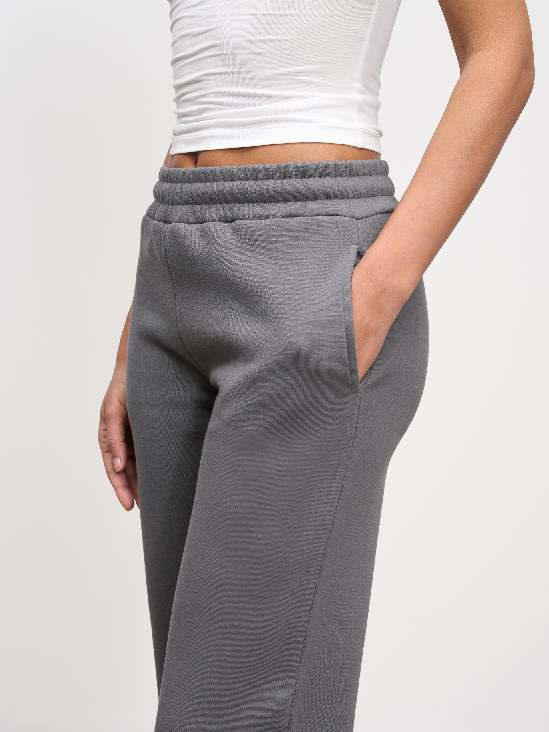 Womens Neoprene Straight Leg Jogger in Grey - Image 3