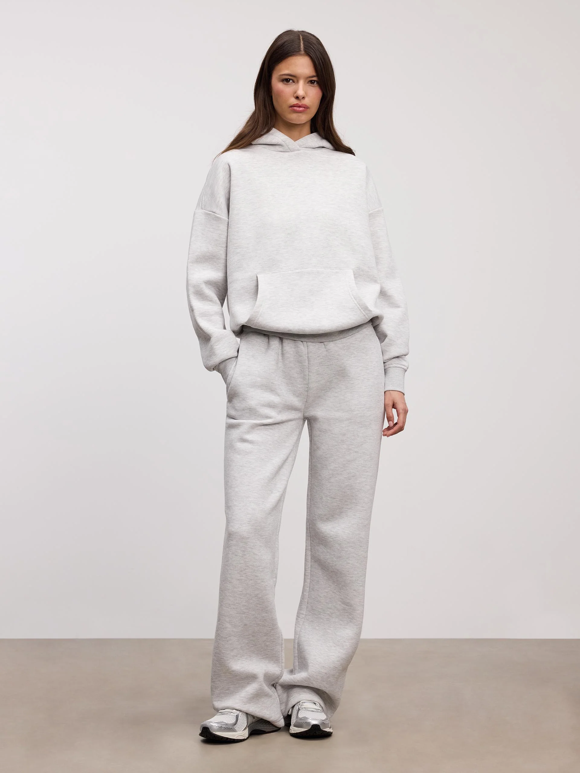 Womens Neoprene Straight Leg Jogger in Marl Grey - Image 2