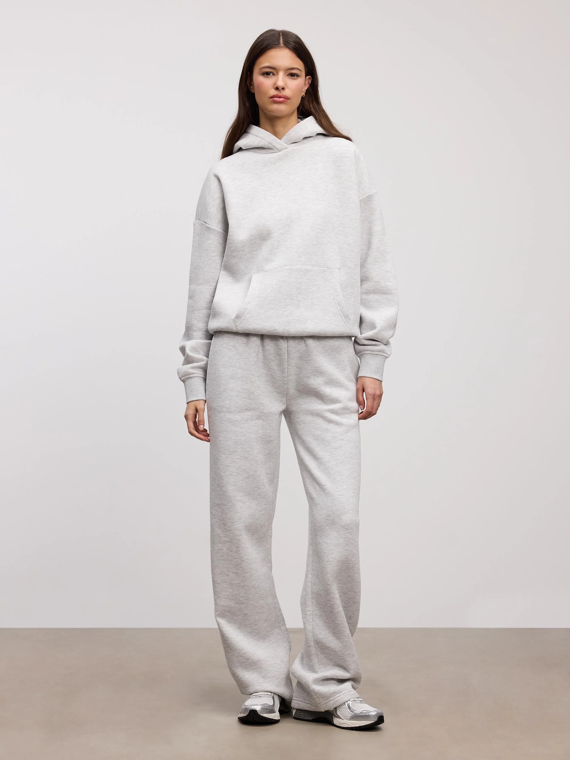 Womens Neoprene Straight Leg Jogger in Marl Grey - Image 3