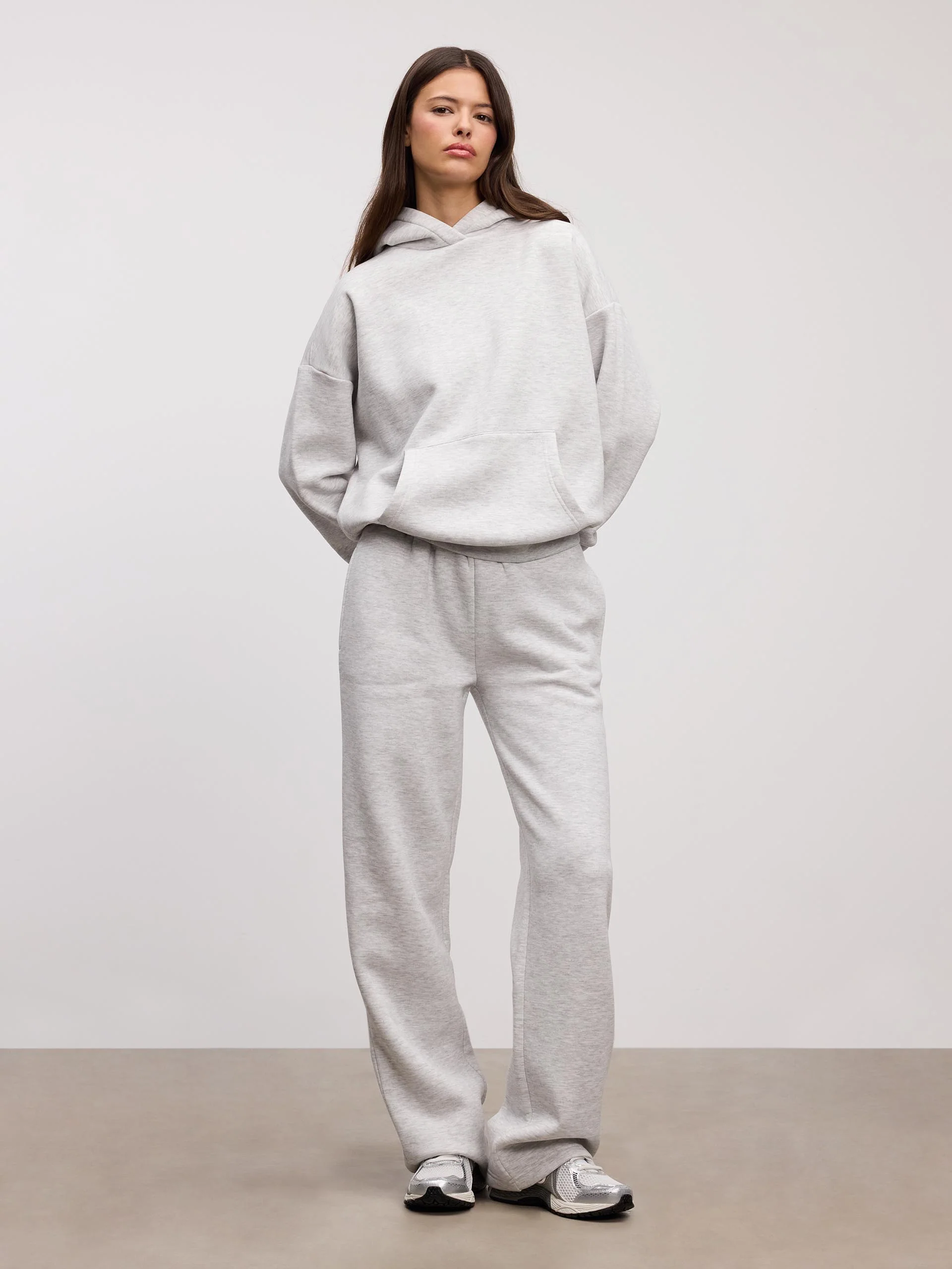 Womens Neoprene Straight Leg Jogger in Marl Grey - Image 4