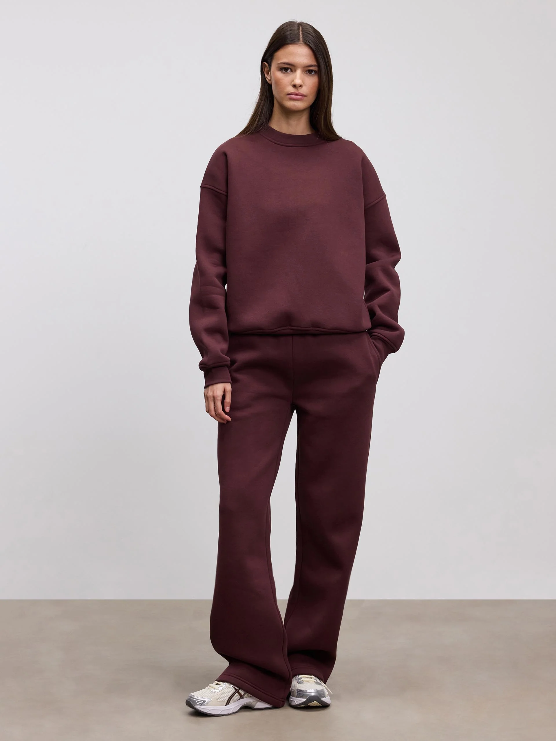 Womens Neoprene Sweatshirt in Burgundy - Image 4