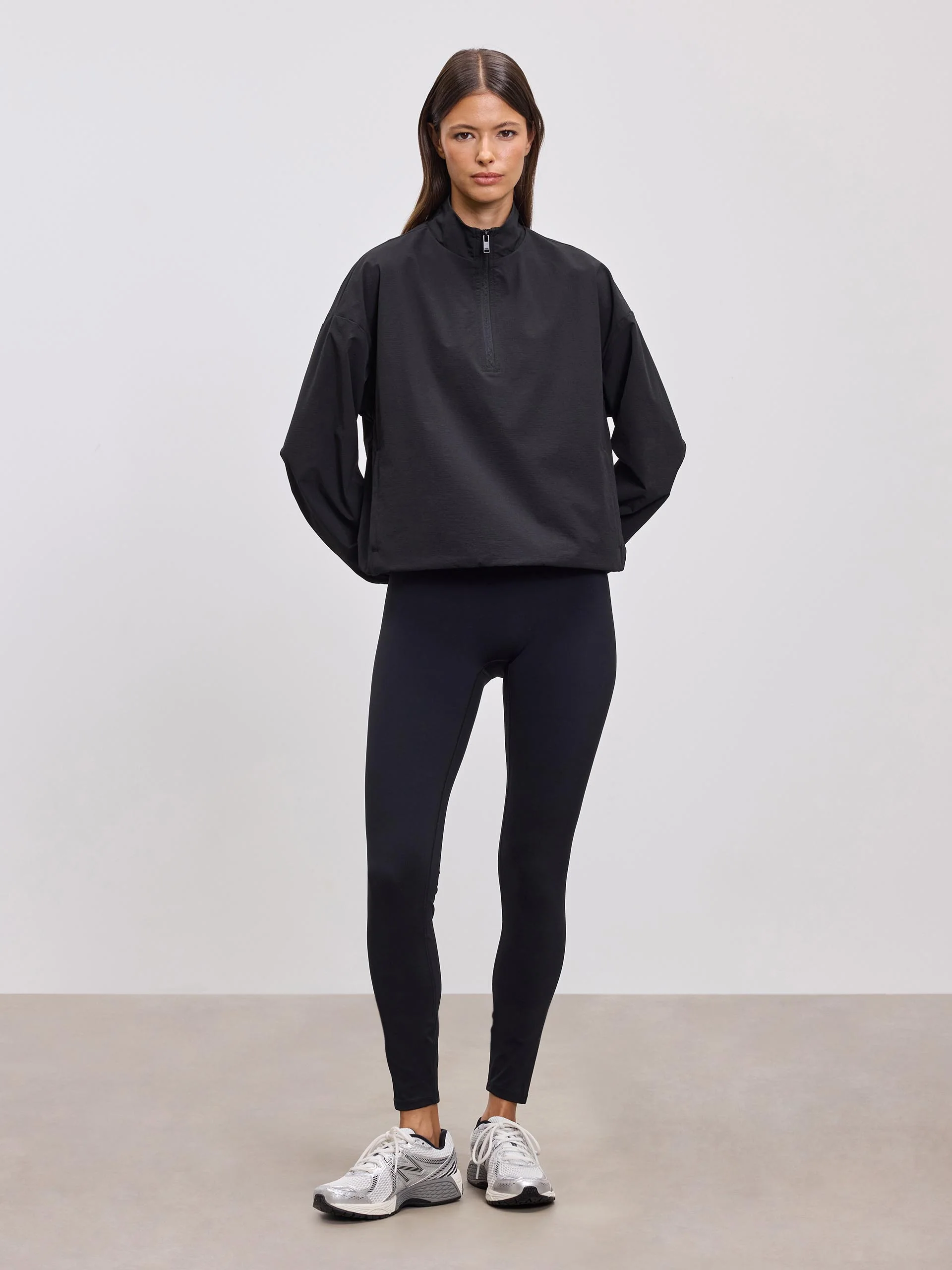 Womens Nylon 1/4 Zip in Black - Image 3