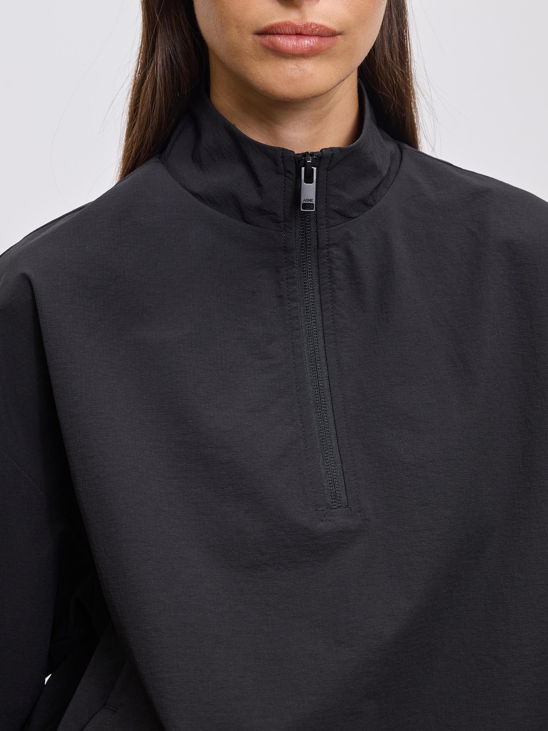 Womens Nylon 1/4 Zip in Black - Image 4