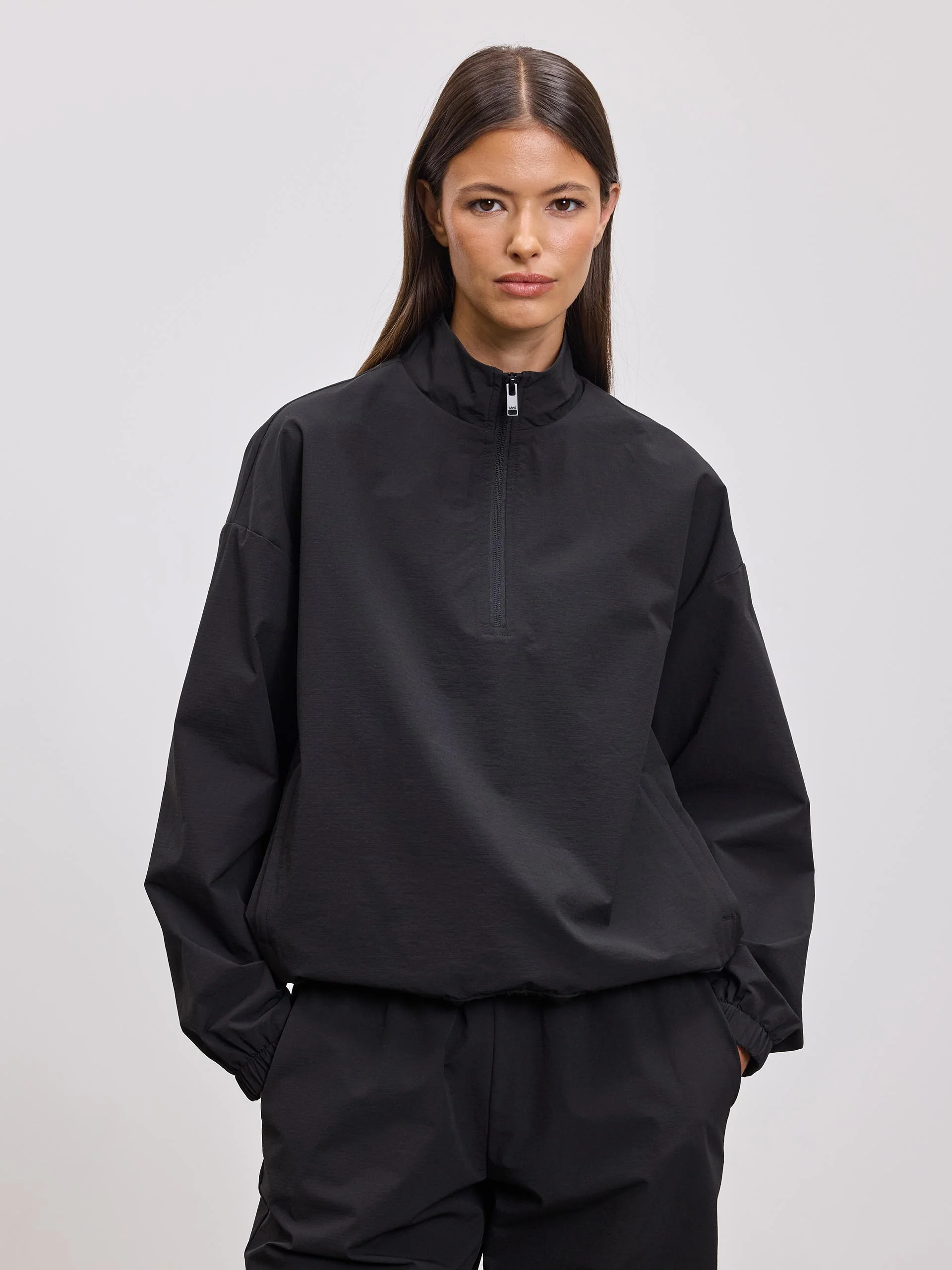 Womens Nylon 1/4 Zip in Black - Image 7