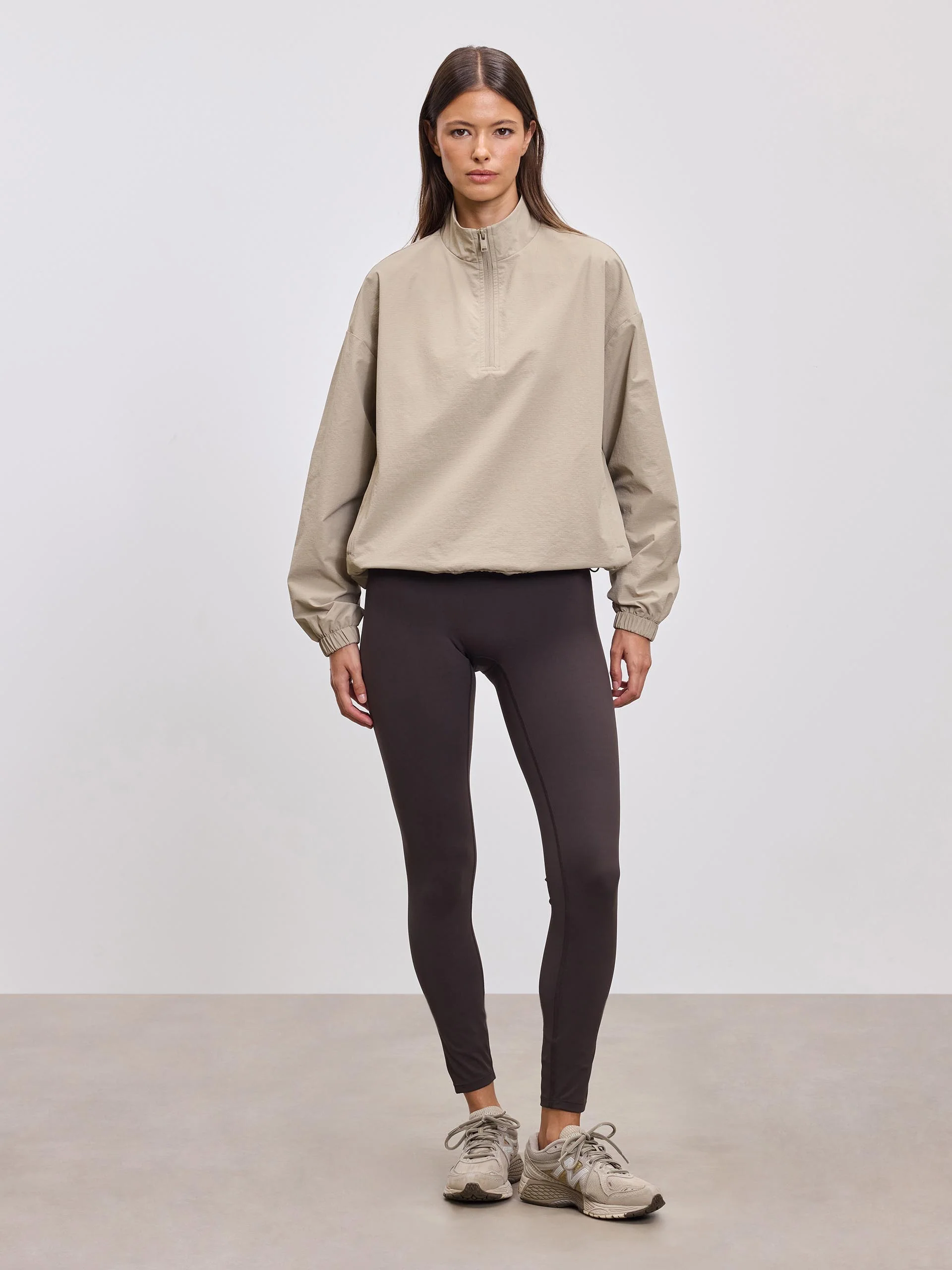 Womens Nylon 1/4 Zip in Stone - Image 3