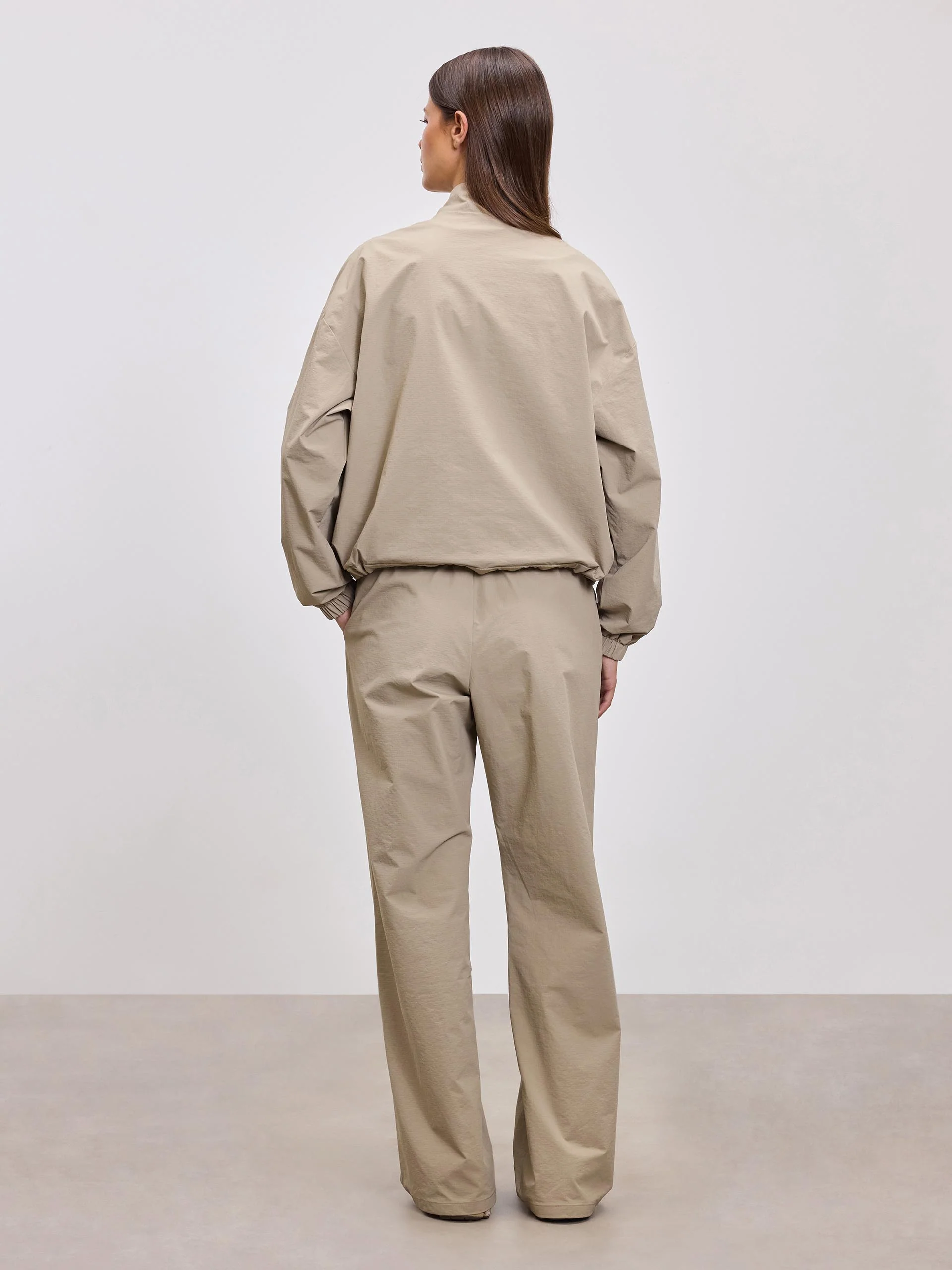 Womens Nylon 1/4 Zip in Stone - Image 6