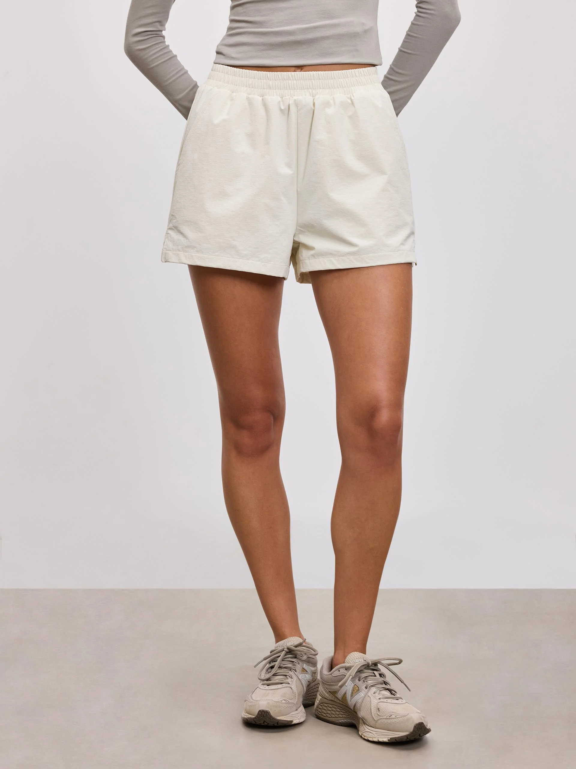 Womens Nylon Short in Ecru - Image 4