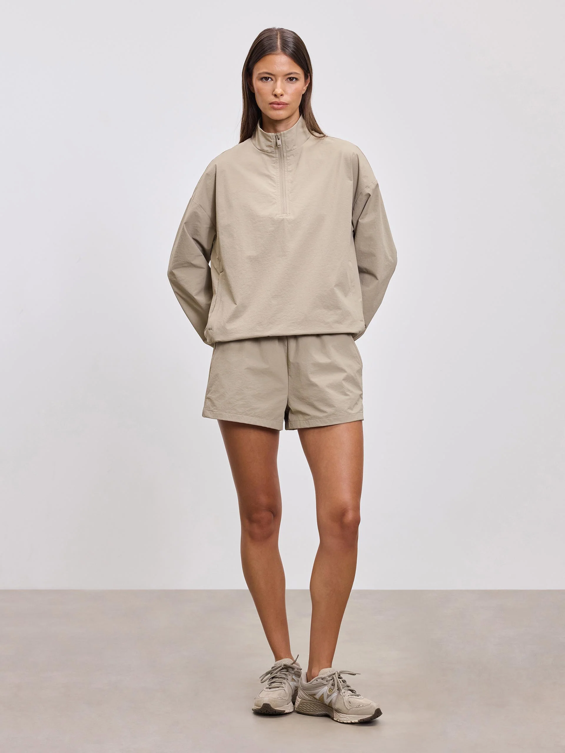 Womens Nylon Short in Stone - Image 2