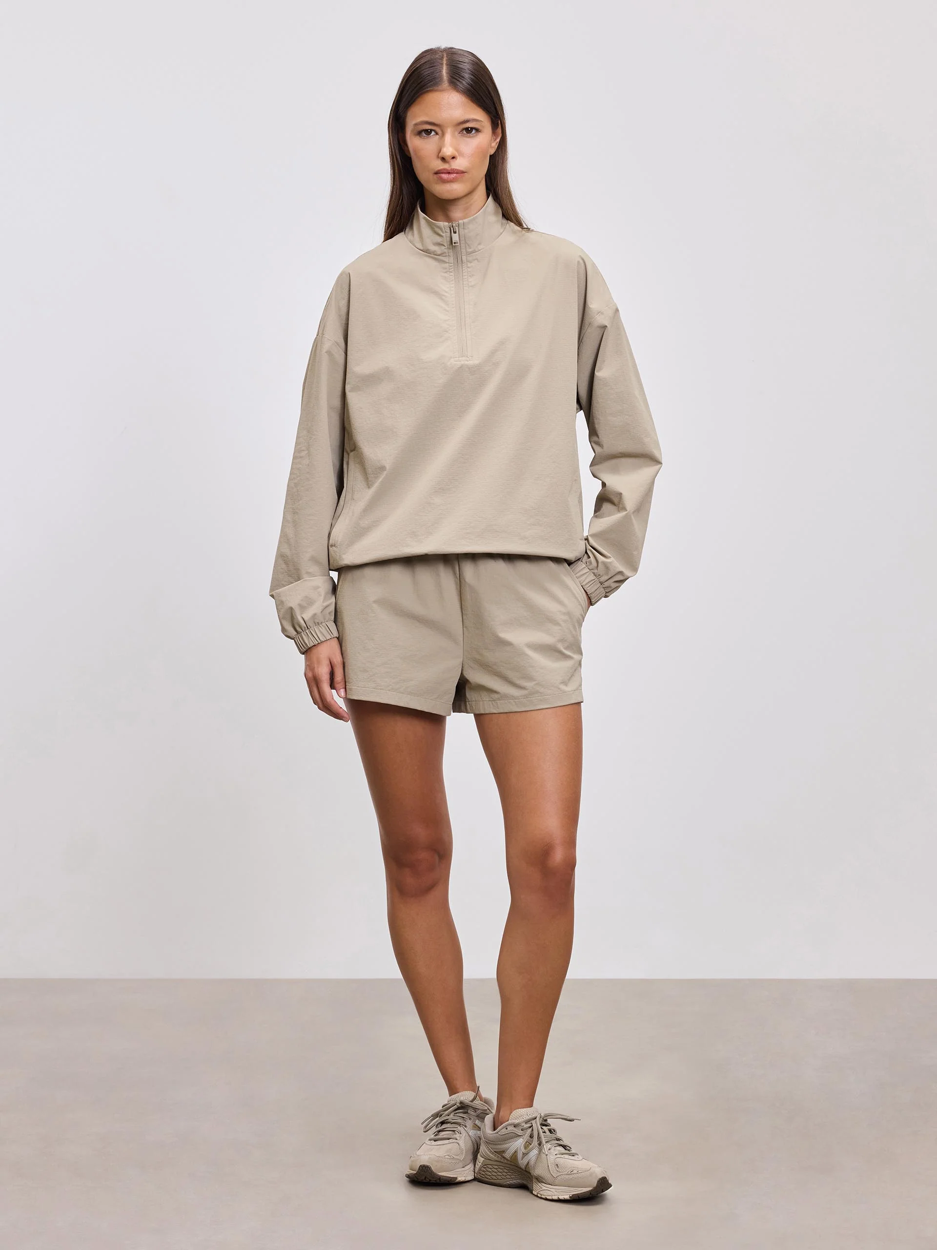 Womens Nylon Short in Stone - Image 5