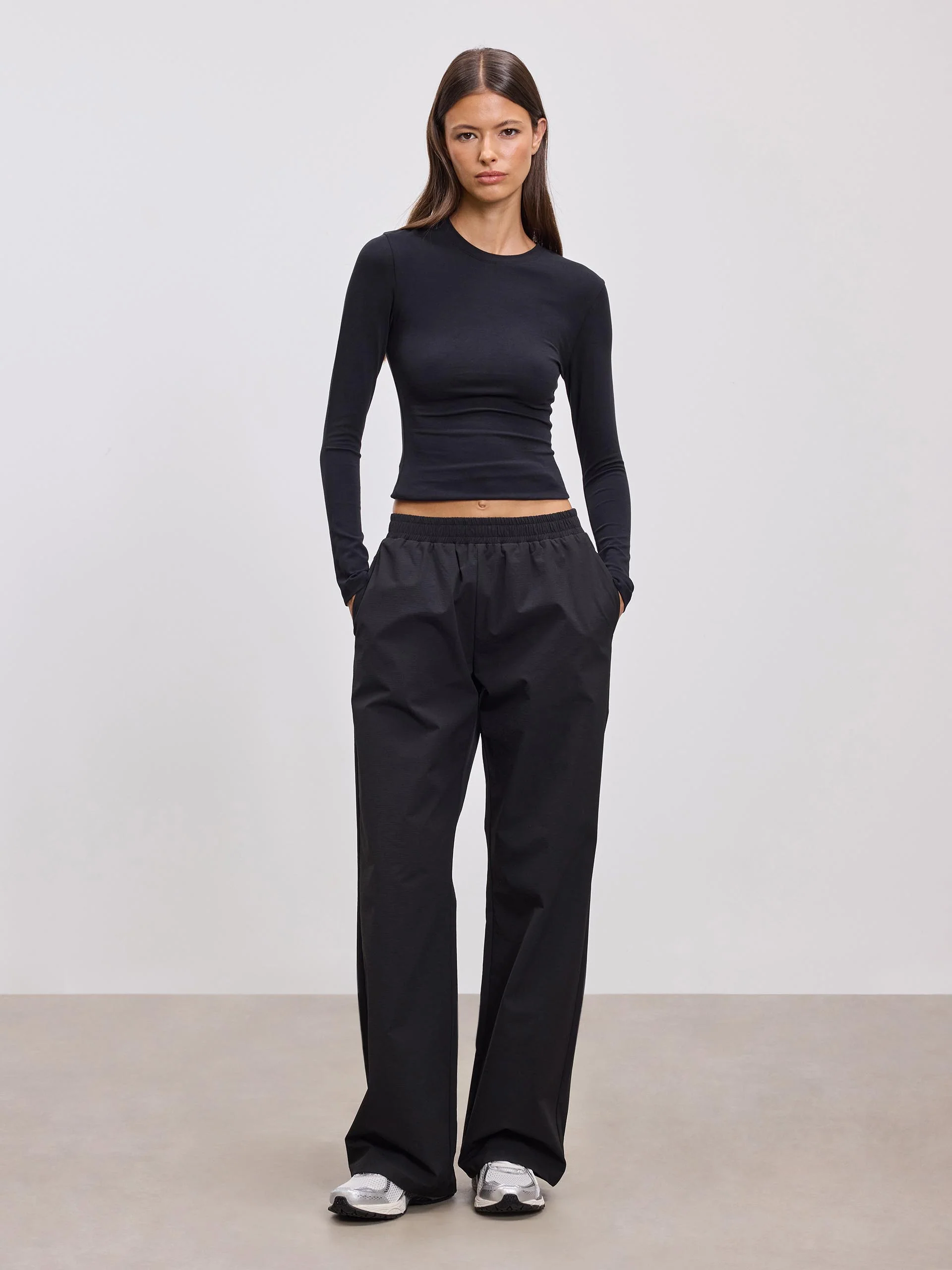 Womens Nylon Trouser in Black - Image 2
