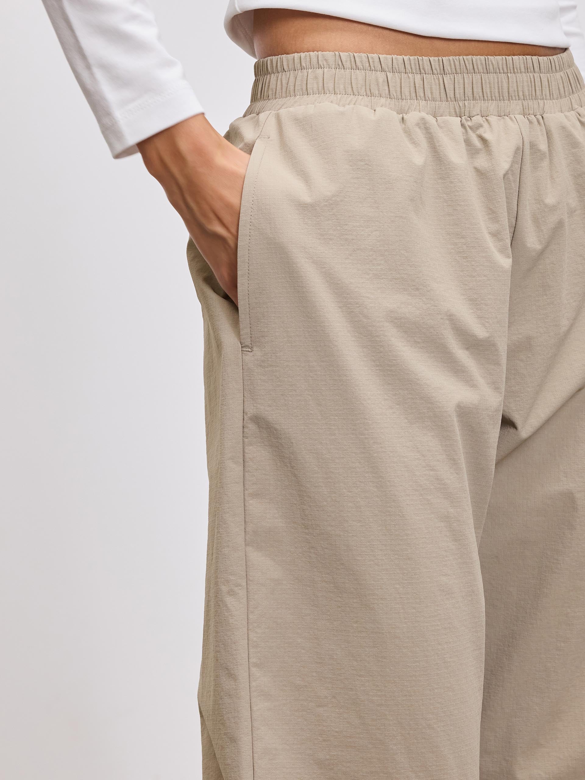 Womens Nylon Trouser in Stone - Image 3