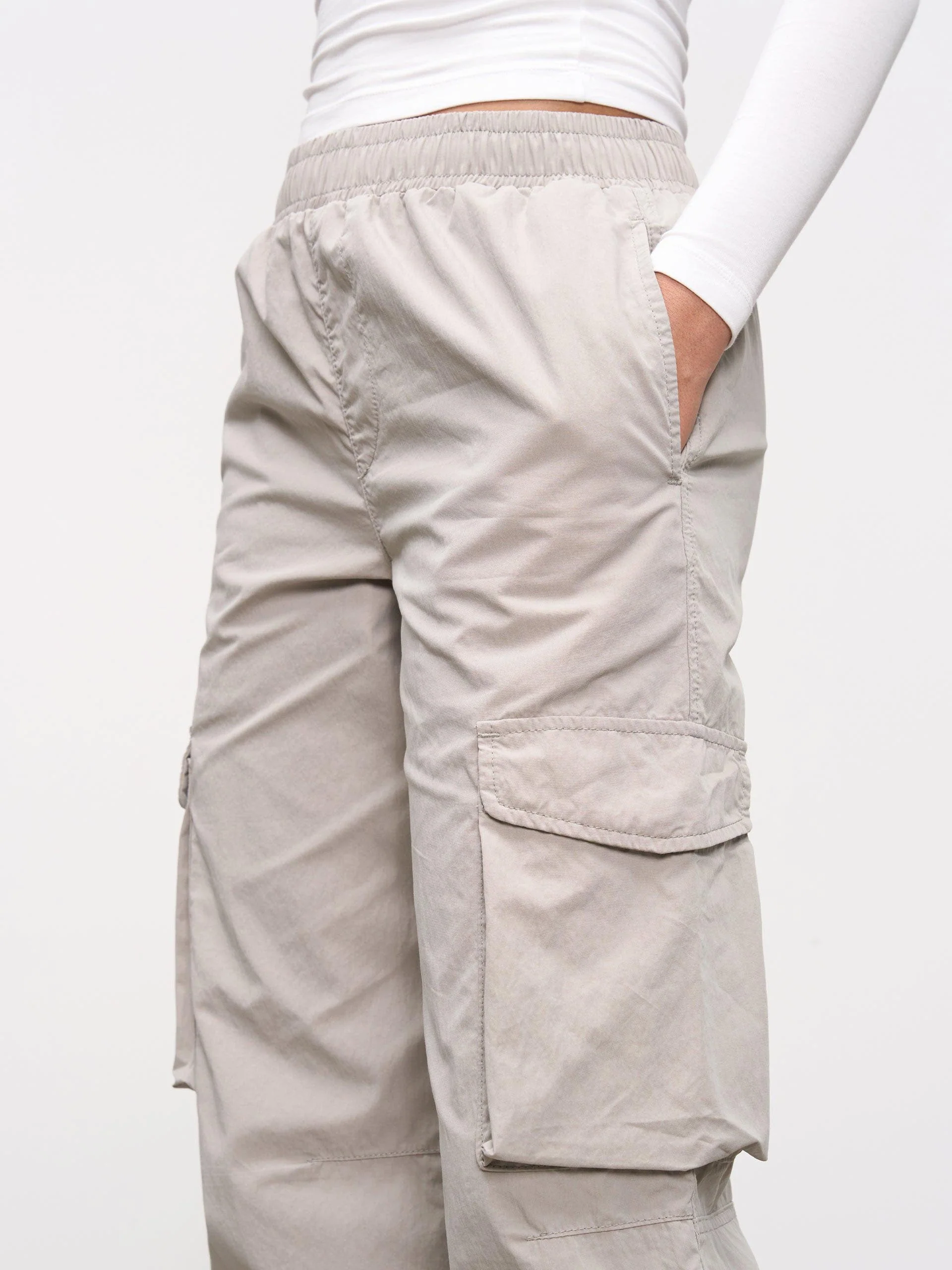 Womens Parachute Cargo Pant in Stone - Image 4
