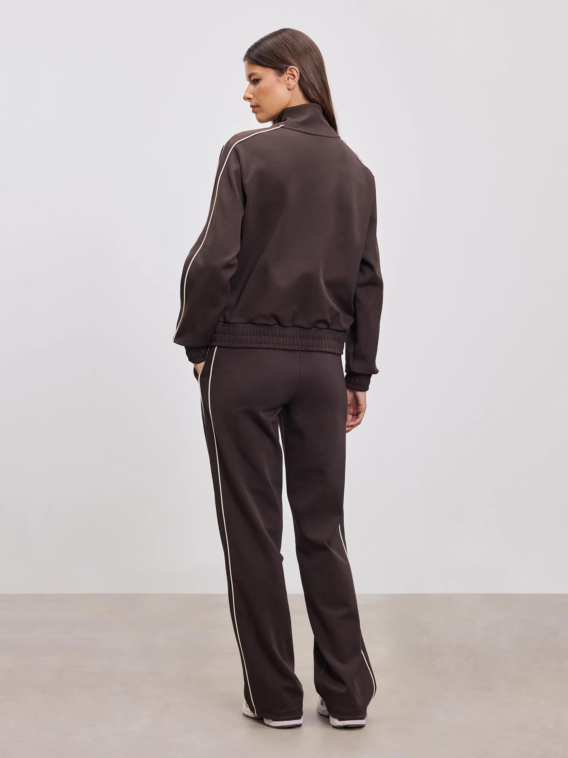 Womens Piping Track Jacket in Brown - Image 4