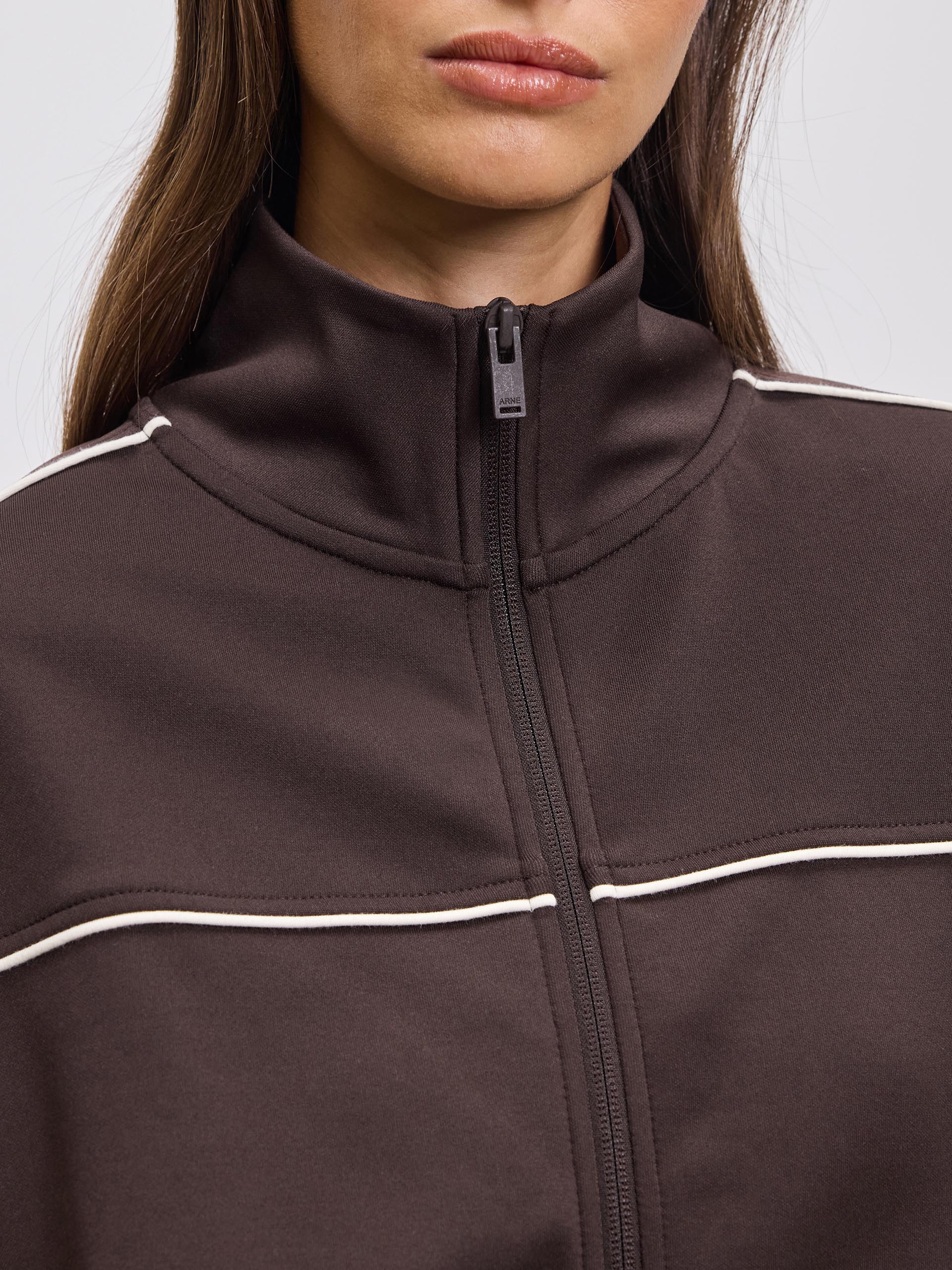 Womens Piping Track Jacket in Brown - Image 5