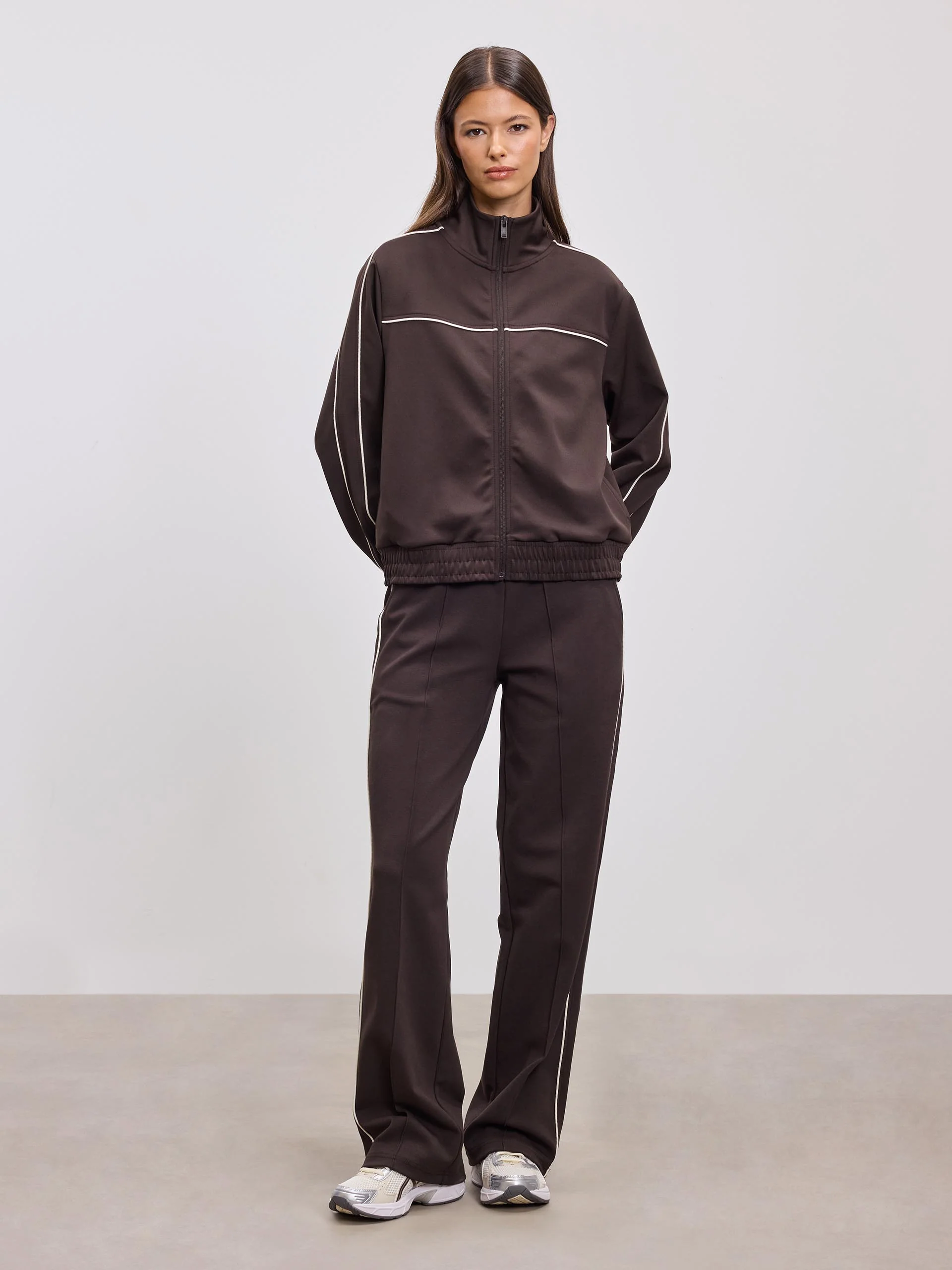 Womens Piping Track Jacket in Brown - Image 6