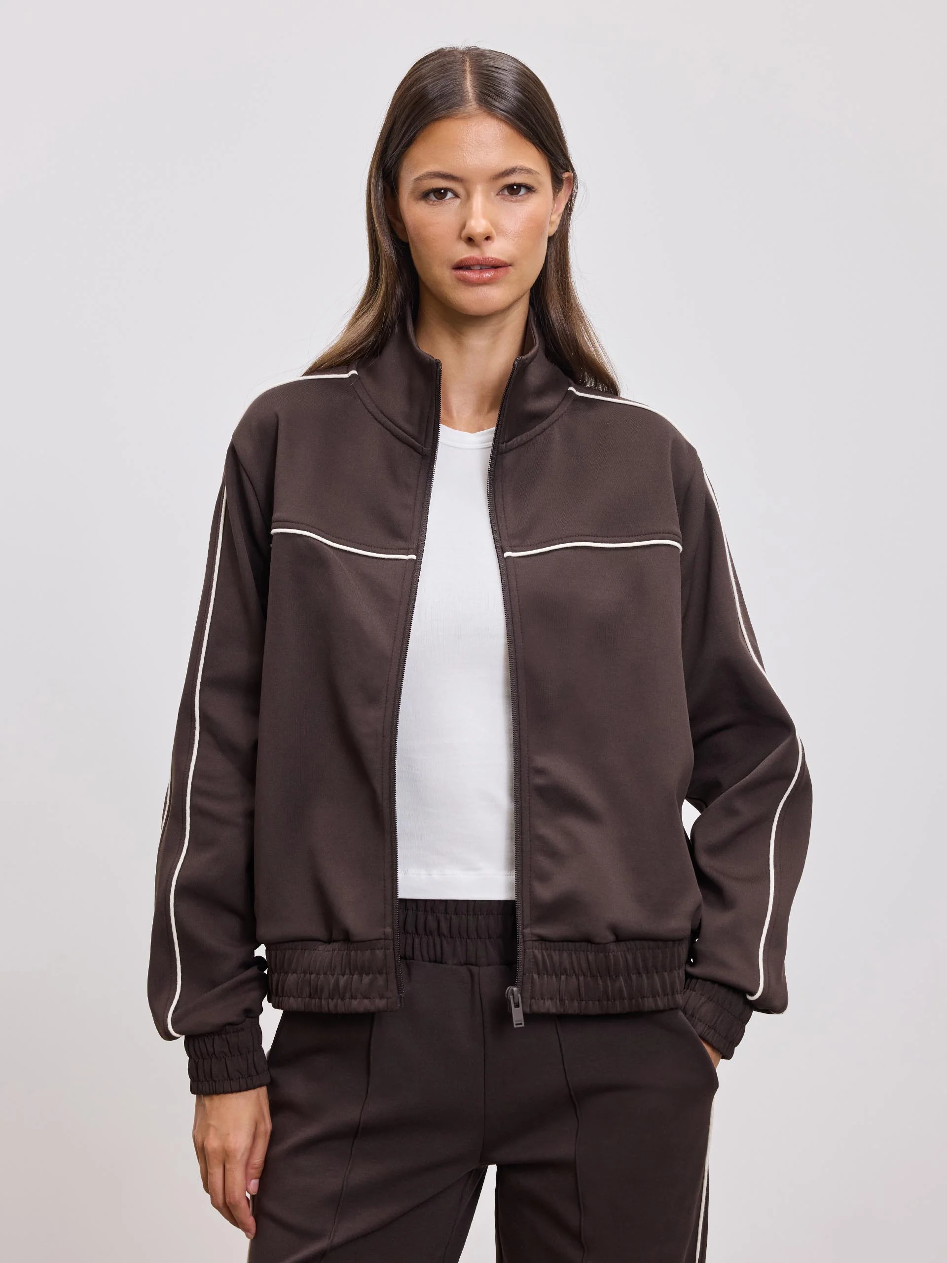 Womens Piping Track Jacket in Brown - Image 7