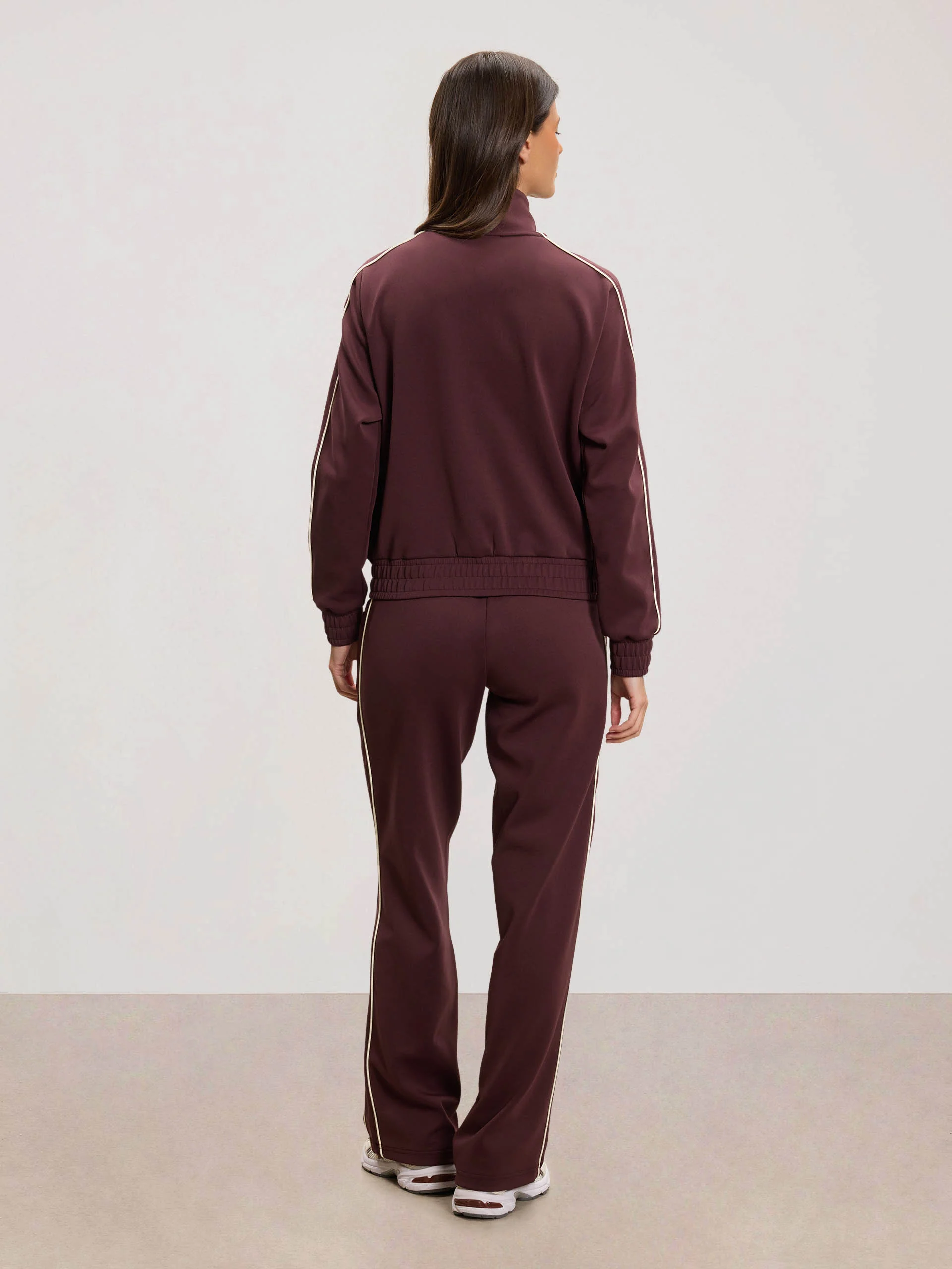 Womens Piping Track Jacket in Burgundy - Image 5