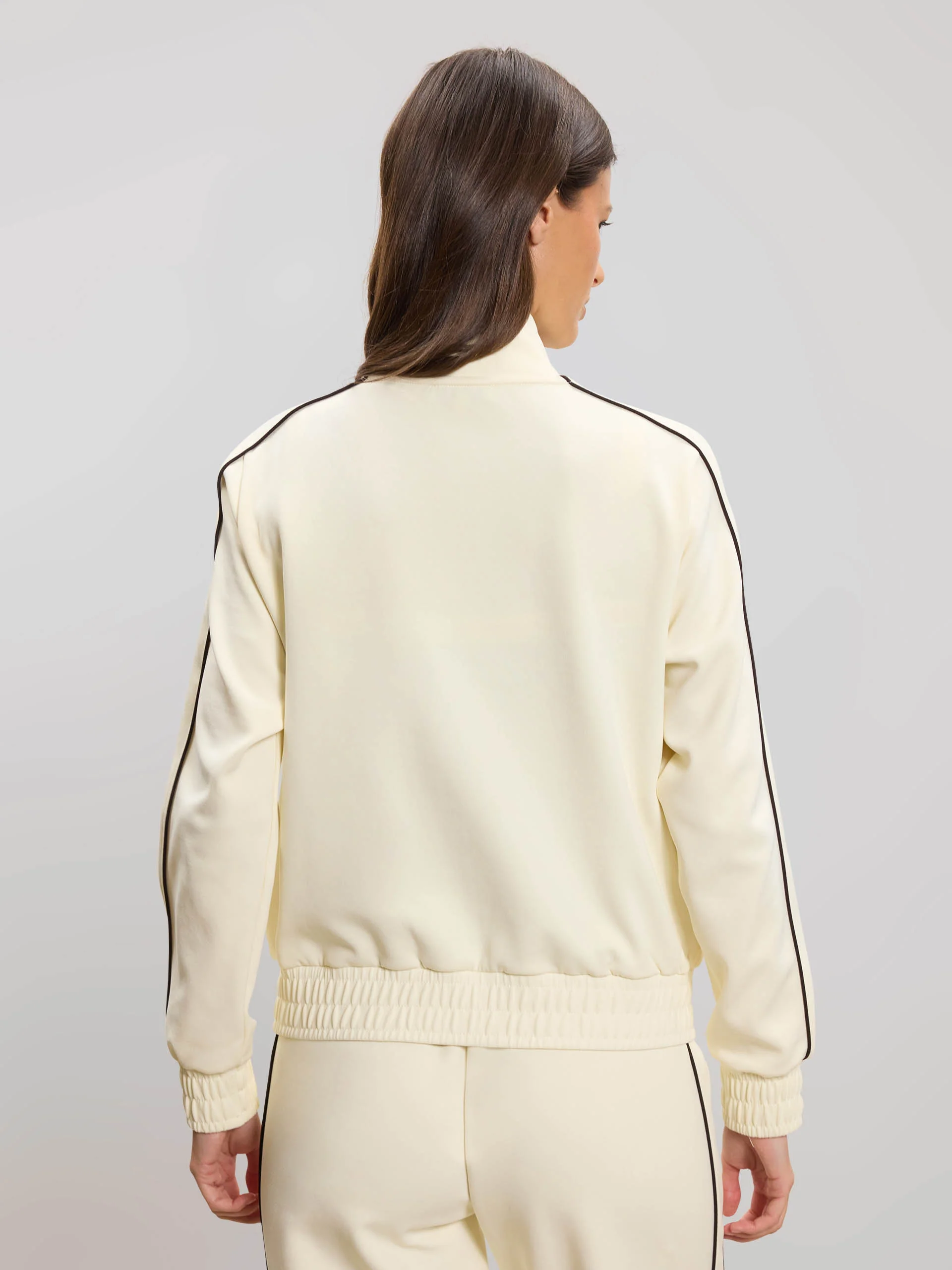 Womens Piping Track Jacket in Ecru - Image 3