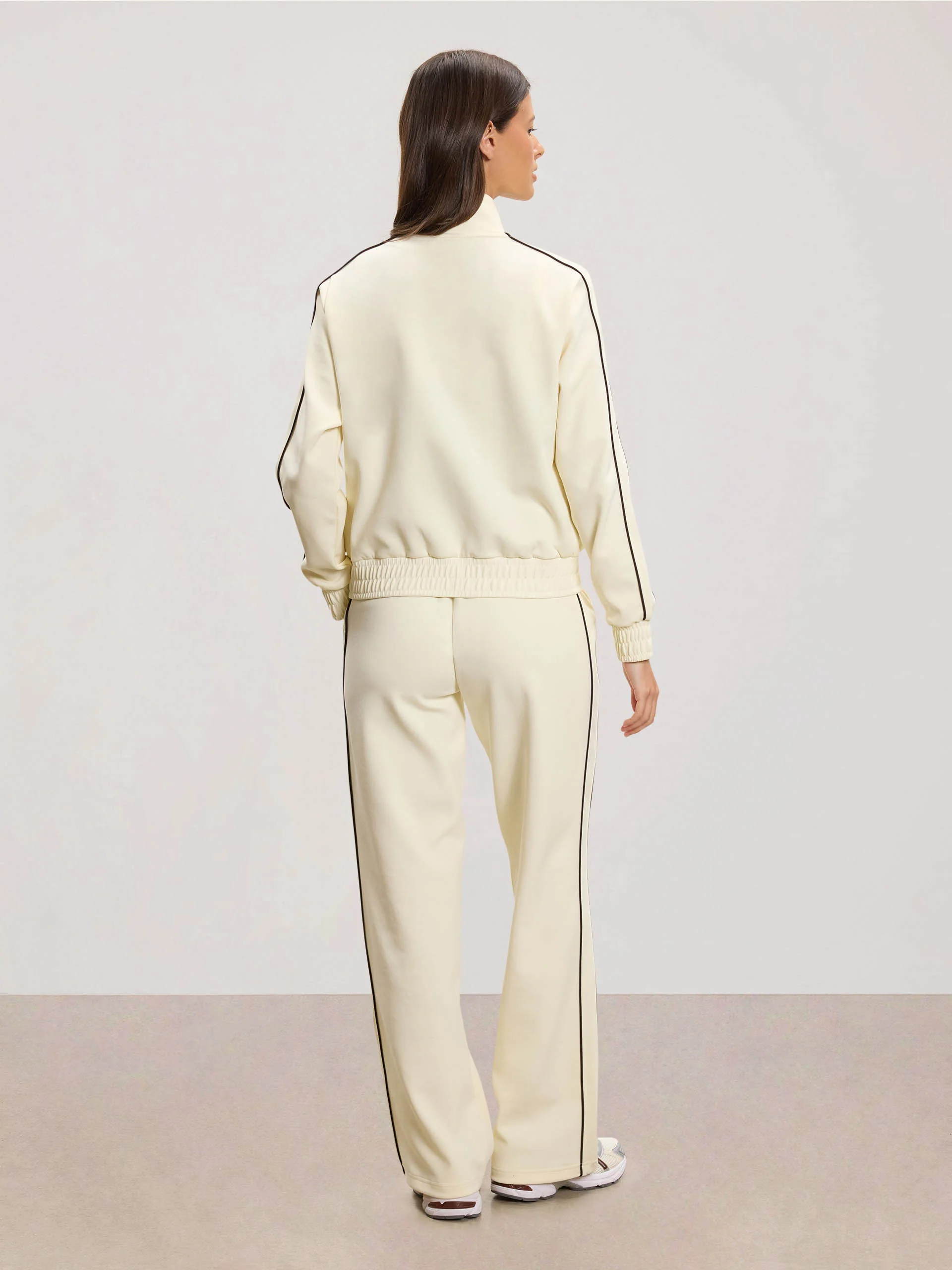 Womens Piping Track Jacket in Ecru - Image 7
