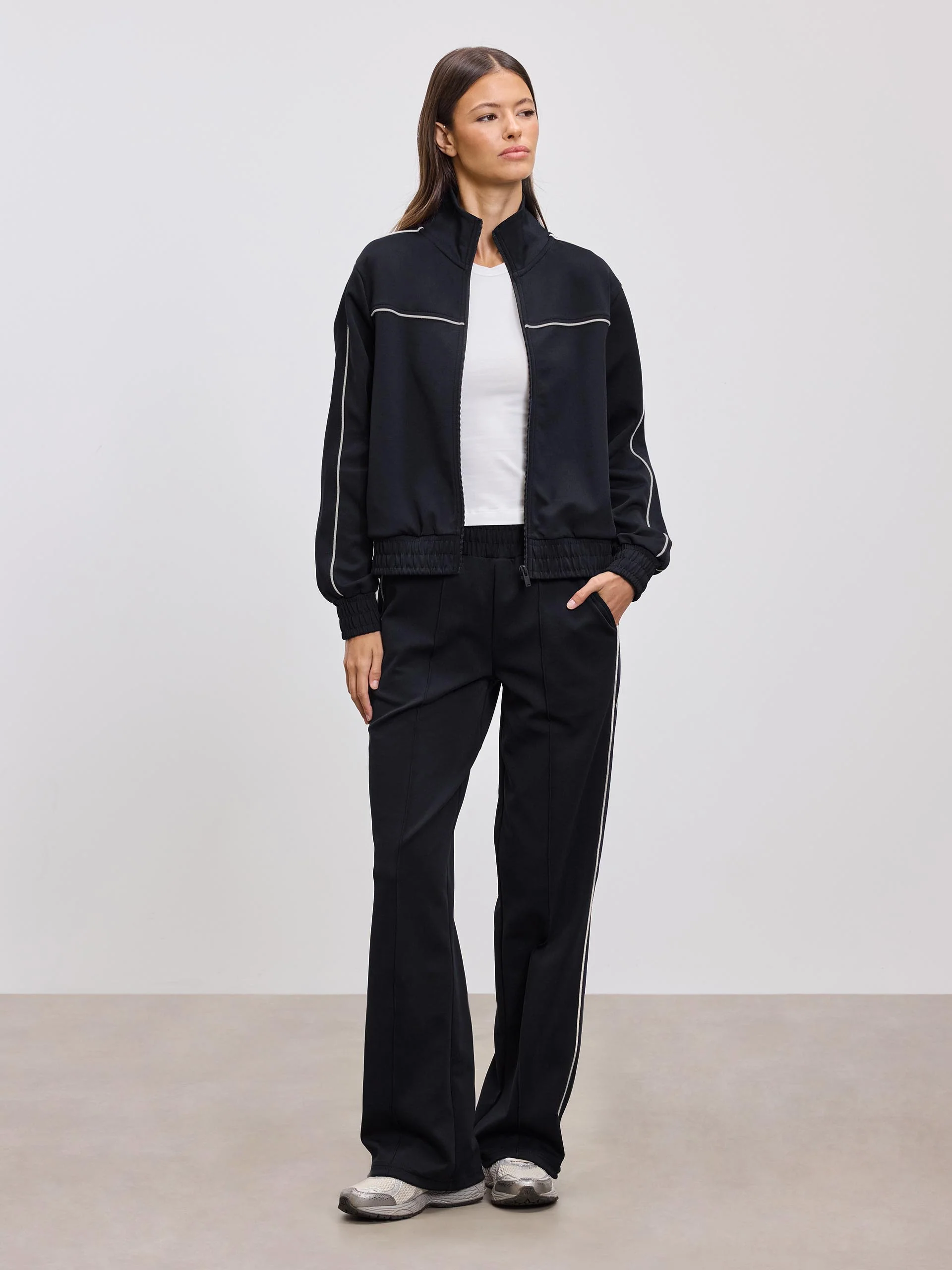 Womens Piping Track Jacket in Midnight Navy - Image 2