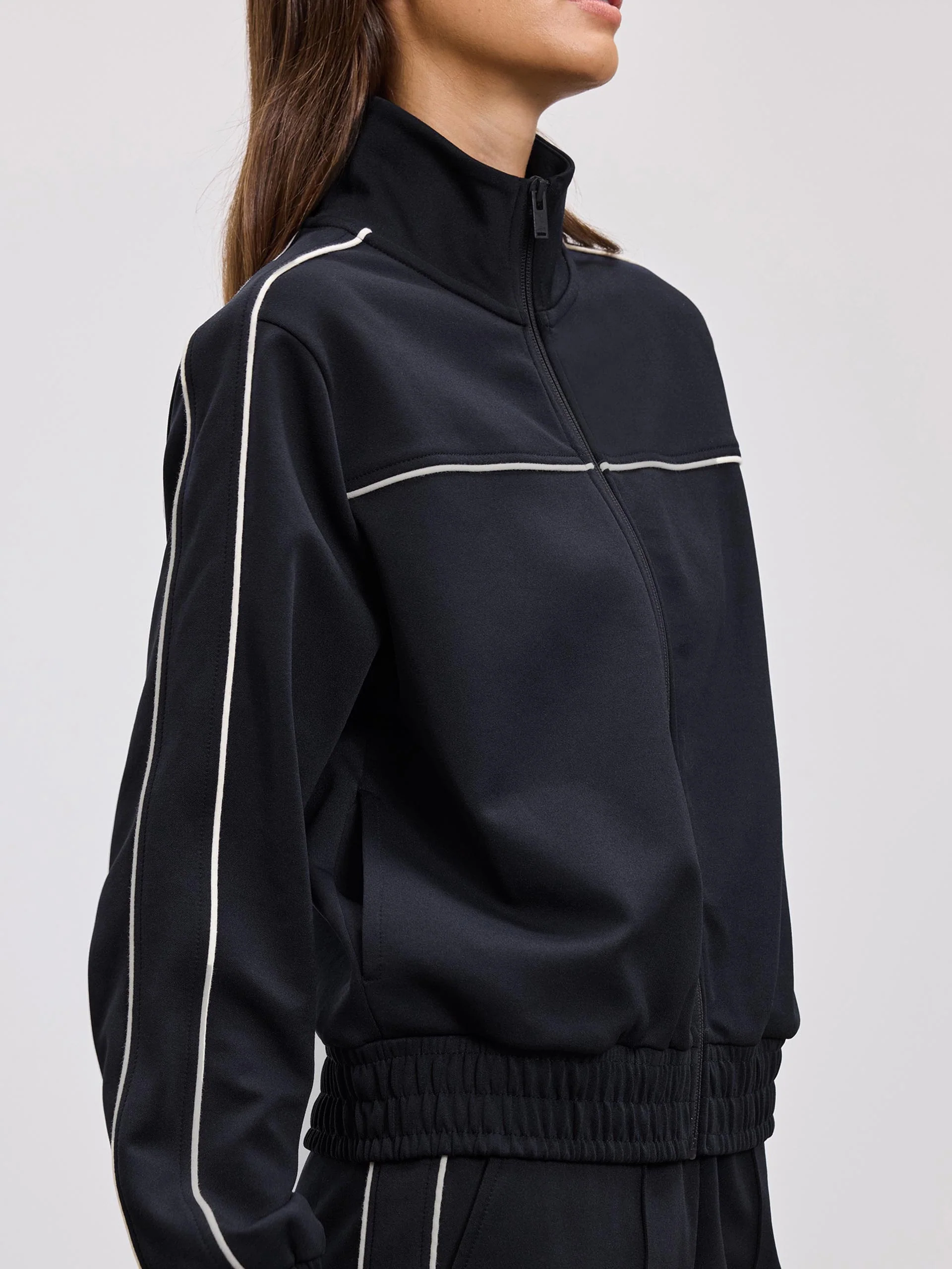 Womens Piping Track Jacket in Midnight Navy - Image 3