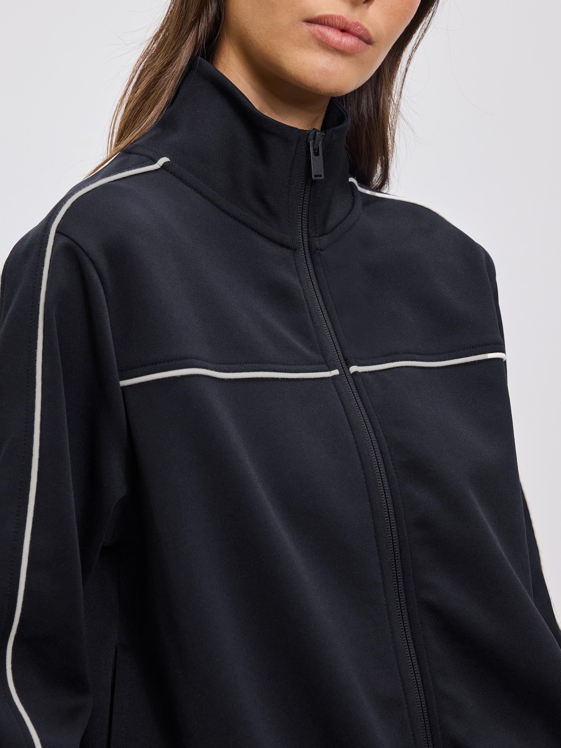 Womens Piping Track Jacket in Midnight Navy - Image 6
