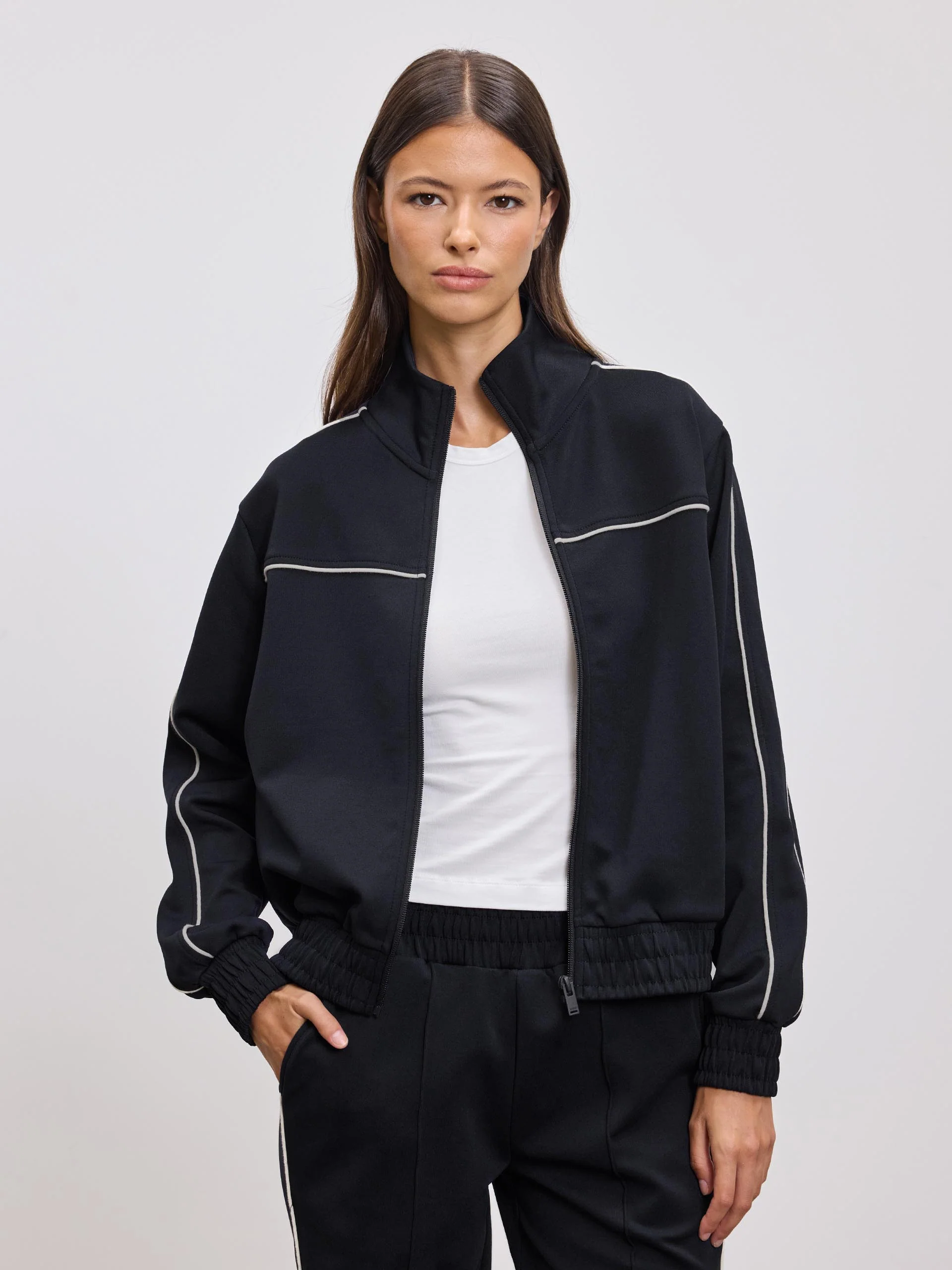 Womens Piping Track Jacket in Midnight Navy - Image 7