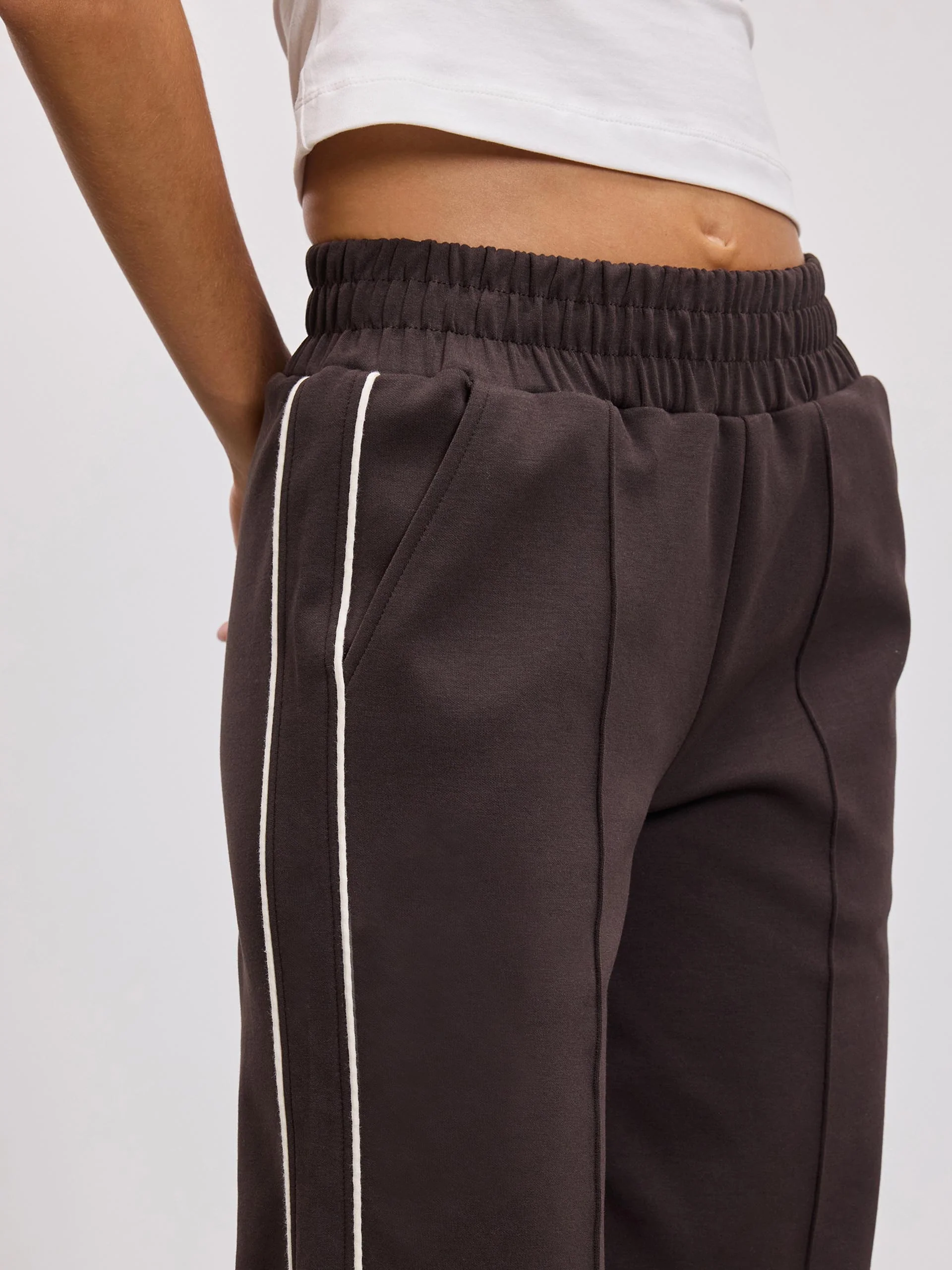 Womens Piping Track Pant in Brown - Image 3