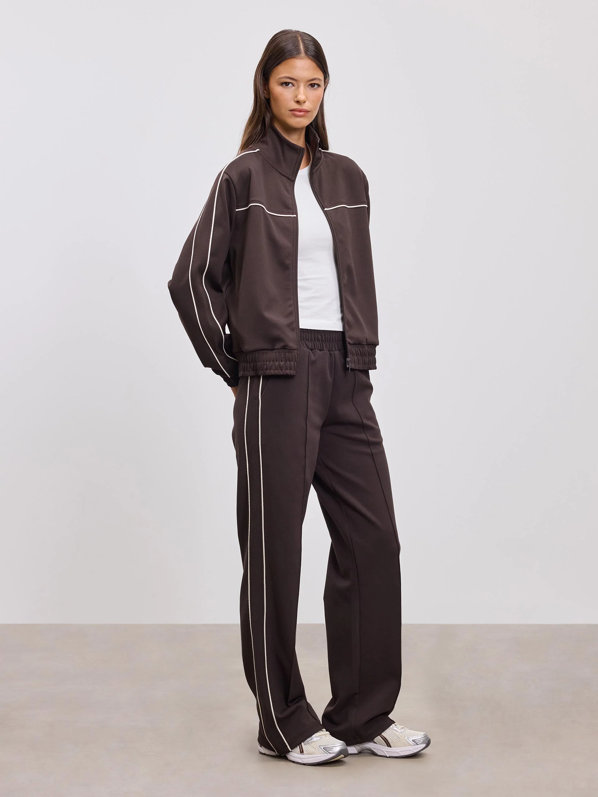 Womens Piping Track Pant in Brown - Image 7