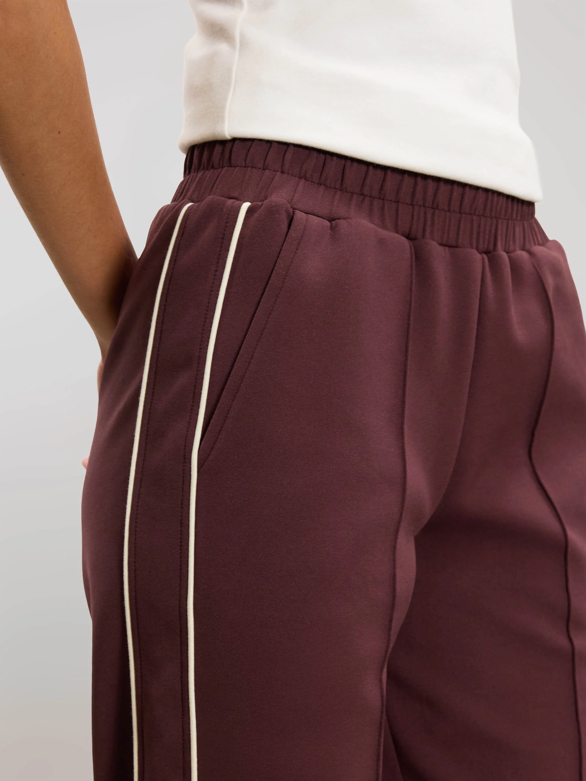 Womens Piping Track Pant in Burgundy - Image 3