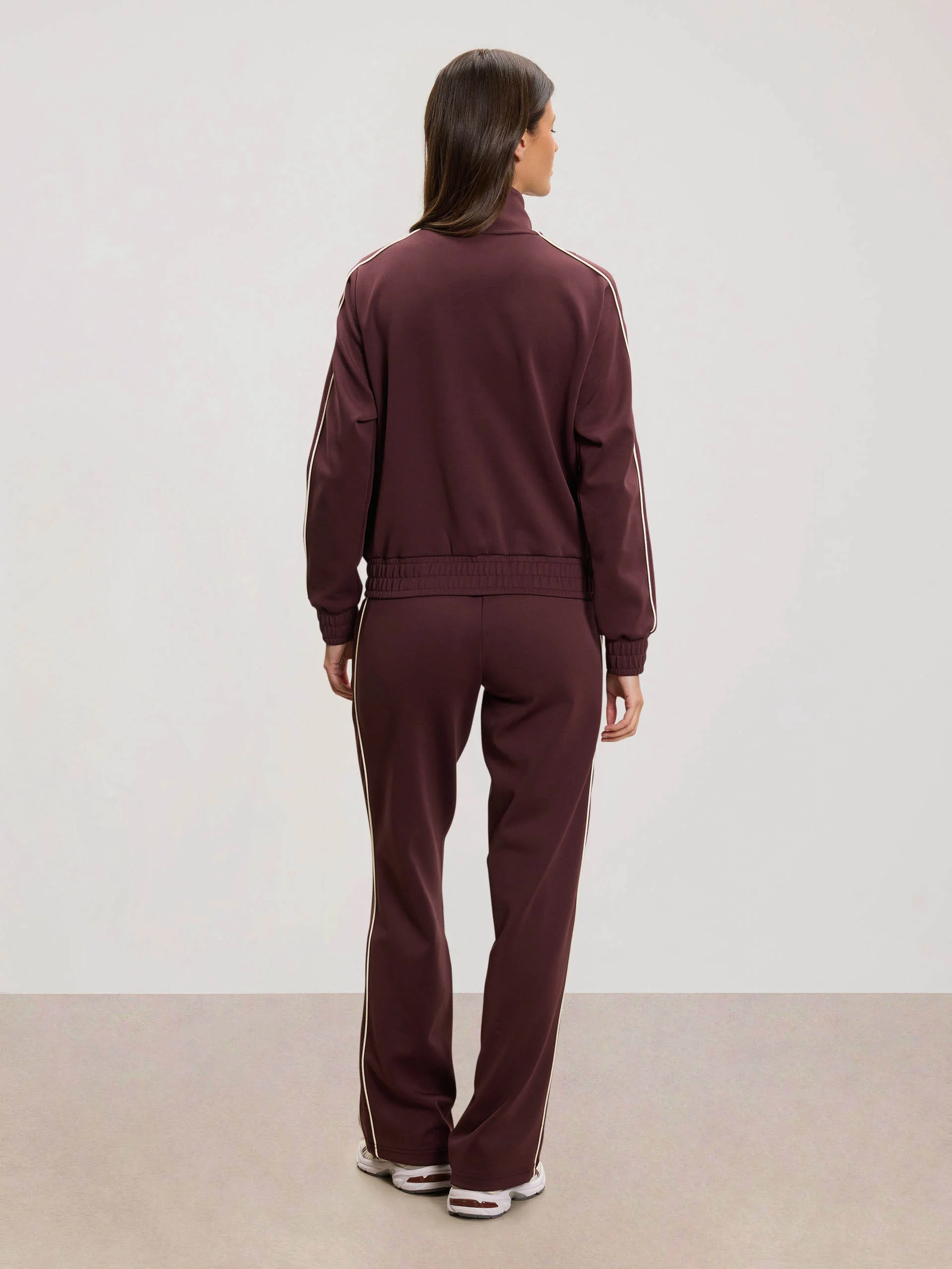 Womens Piping Track Pant in Burgundy - Image 4