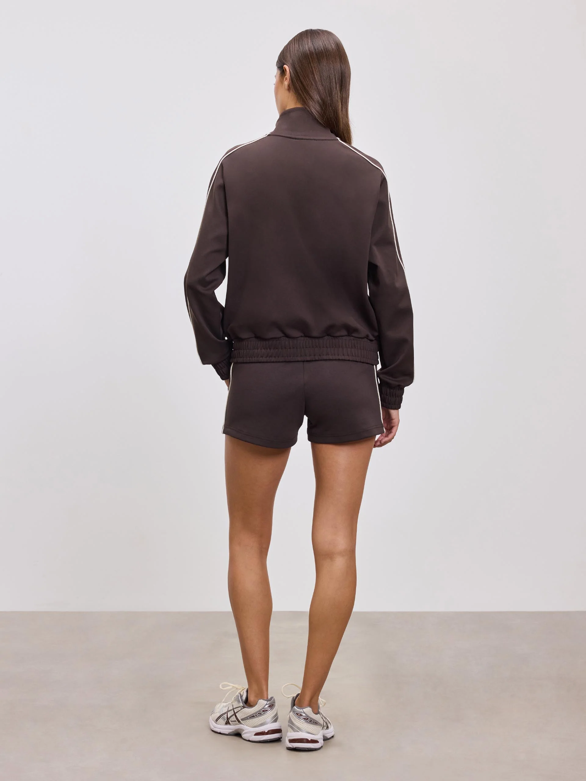 Womens Piping Track Short in Brown - Image 4