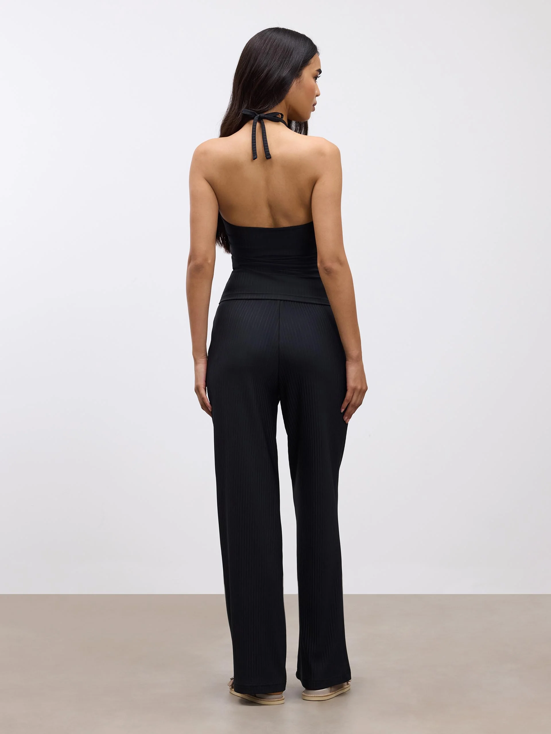 Womens Pleated Halter Top in Black - Image 5