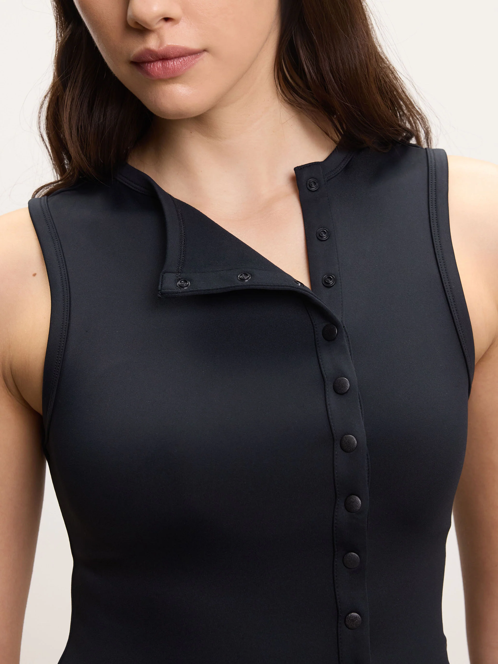 Womens Popper Vest Top in Black - Image 3