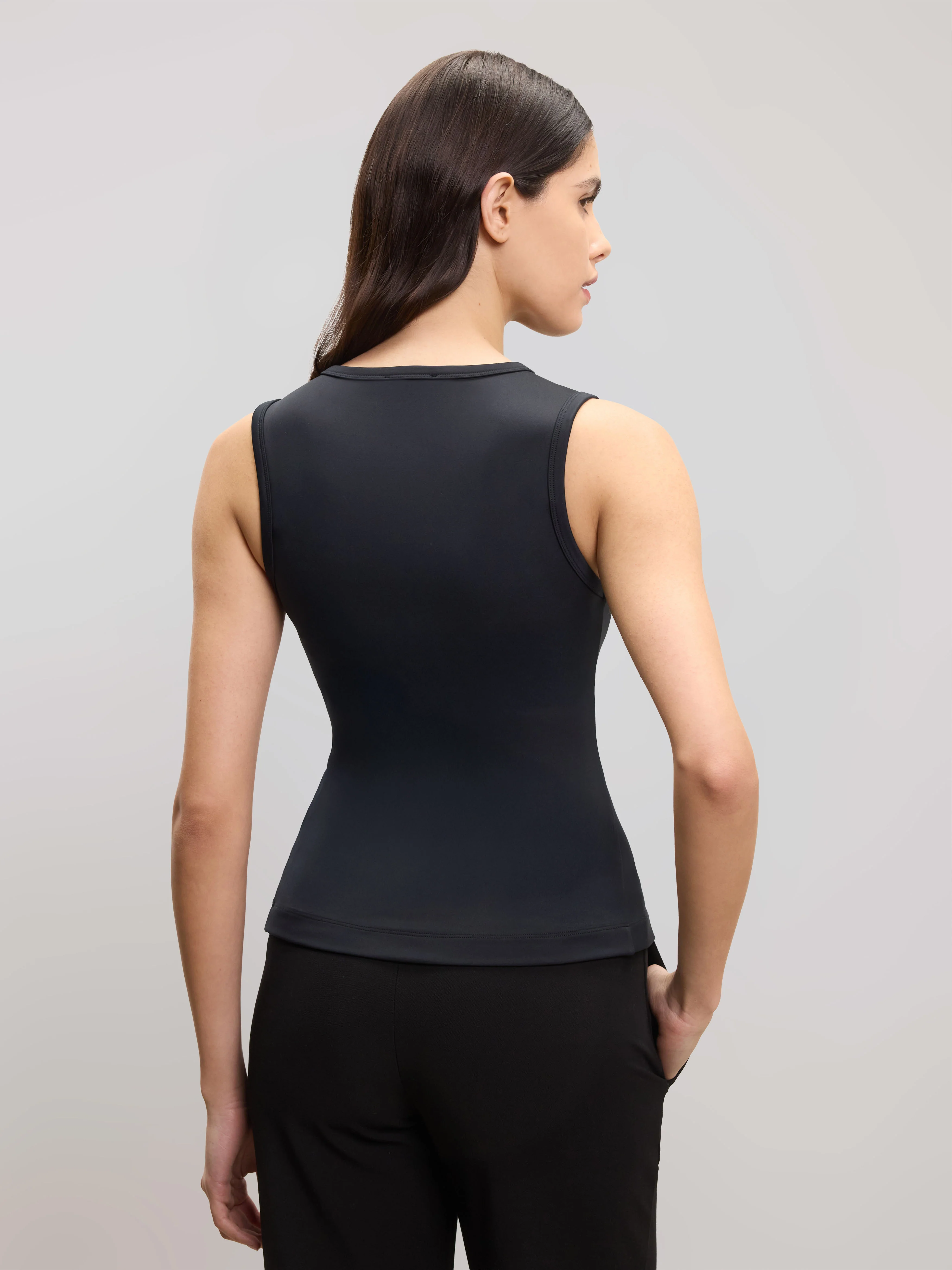 Womens Popper Vest Top in Black - Image 4