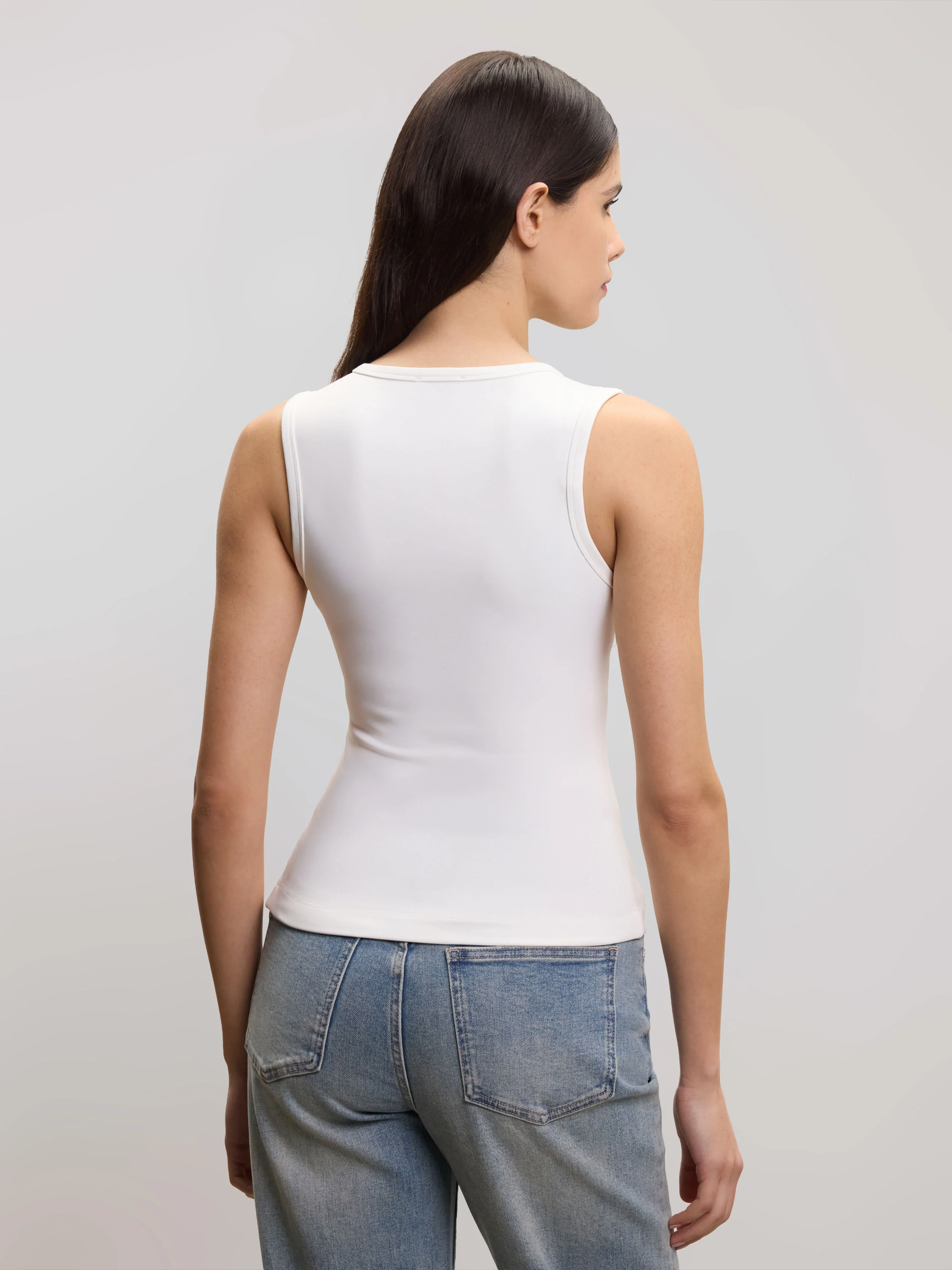 Womens Popper Vest Top in White - Image 3