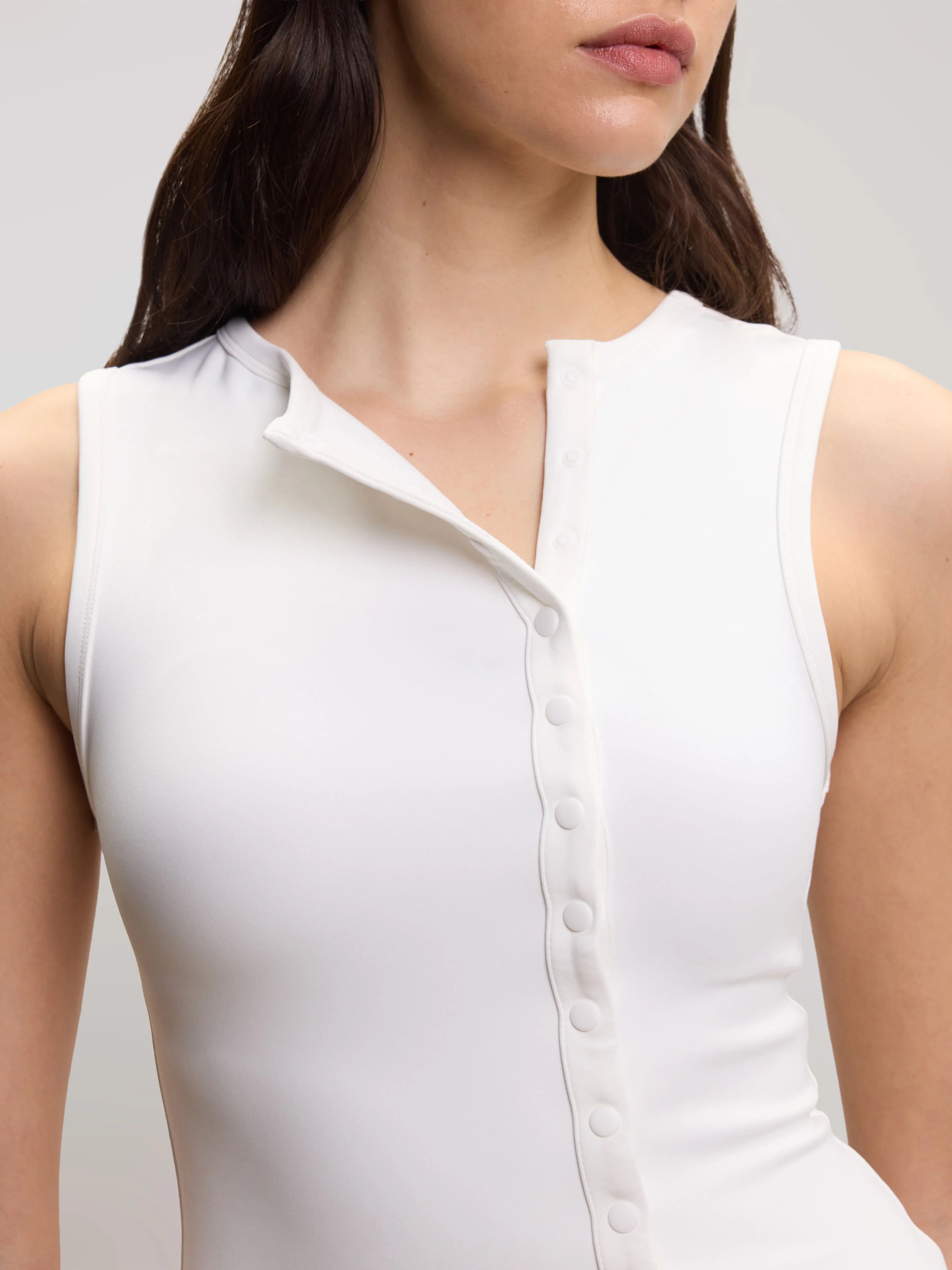Womens Popper Vest Top in White - Image 4