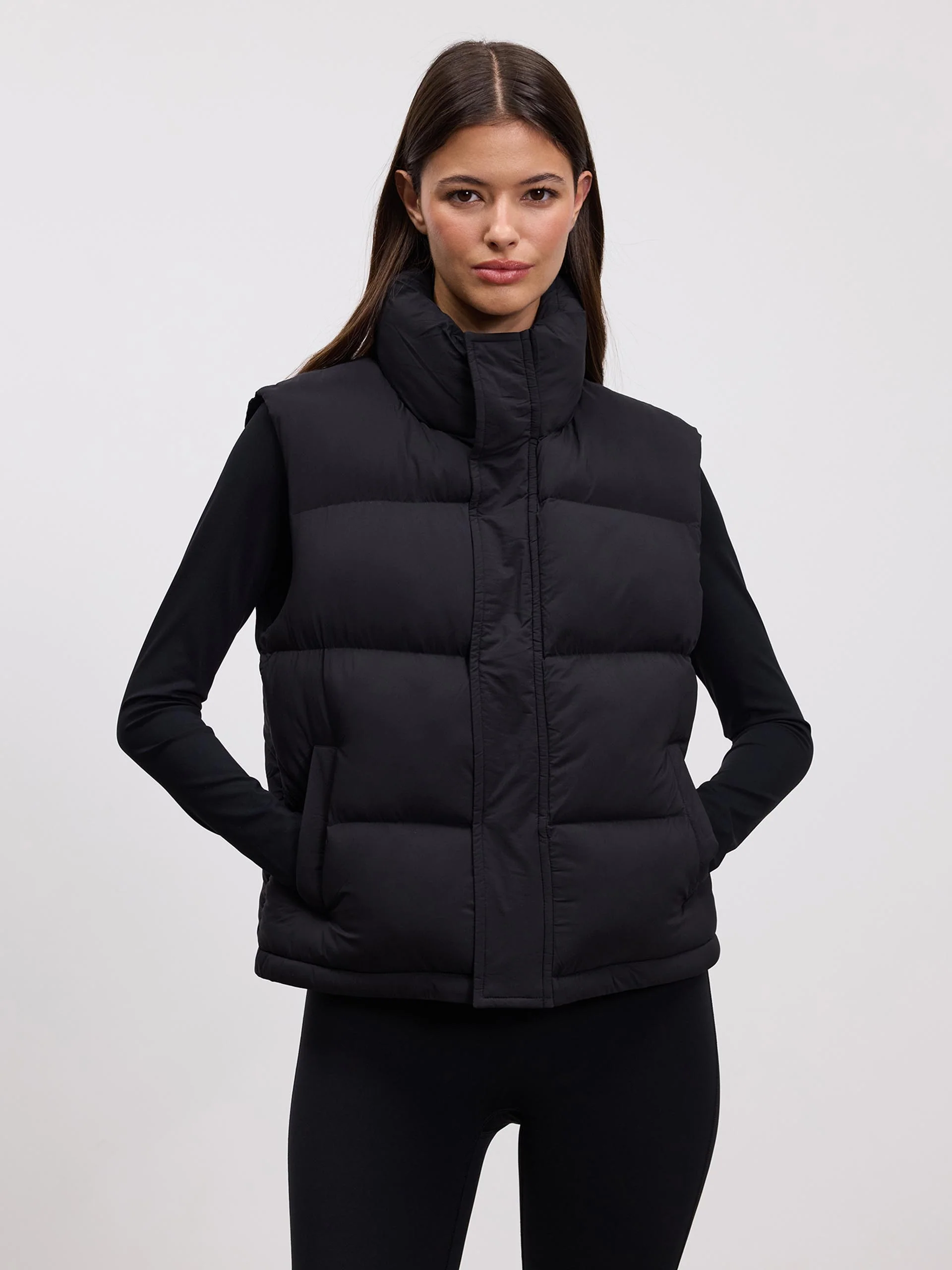 Womens Puffer Gilet in Black - Image 3