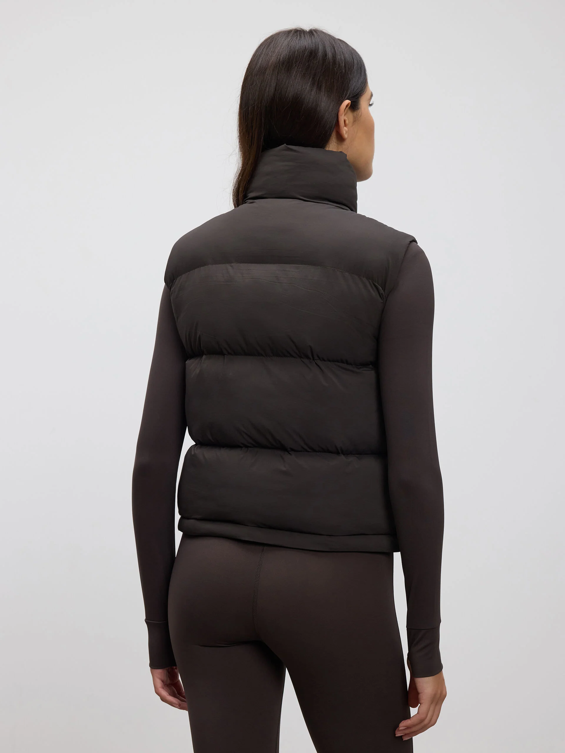 Womens Puffer Gilet in Brown - Image 3