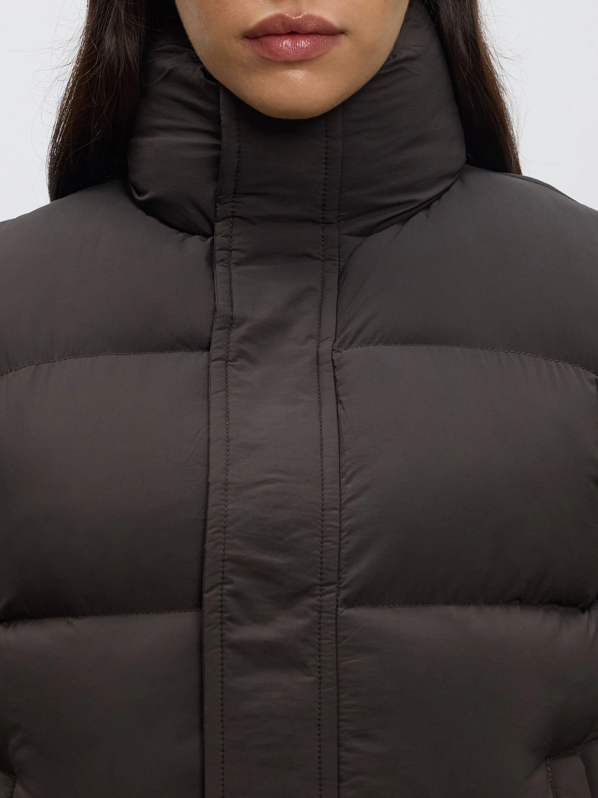 Womens Puffer Gilet in Brown - Image 4