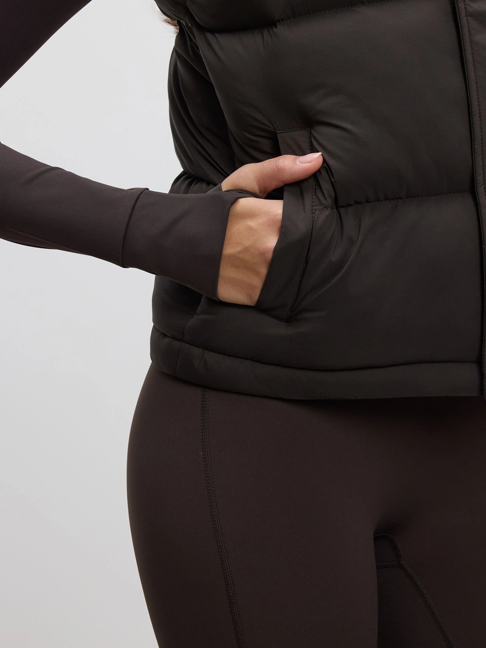 Womens Puffer Gilet in Brown - Image 5